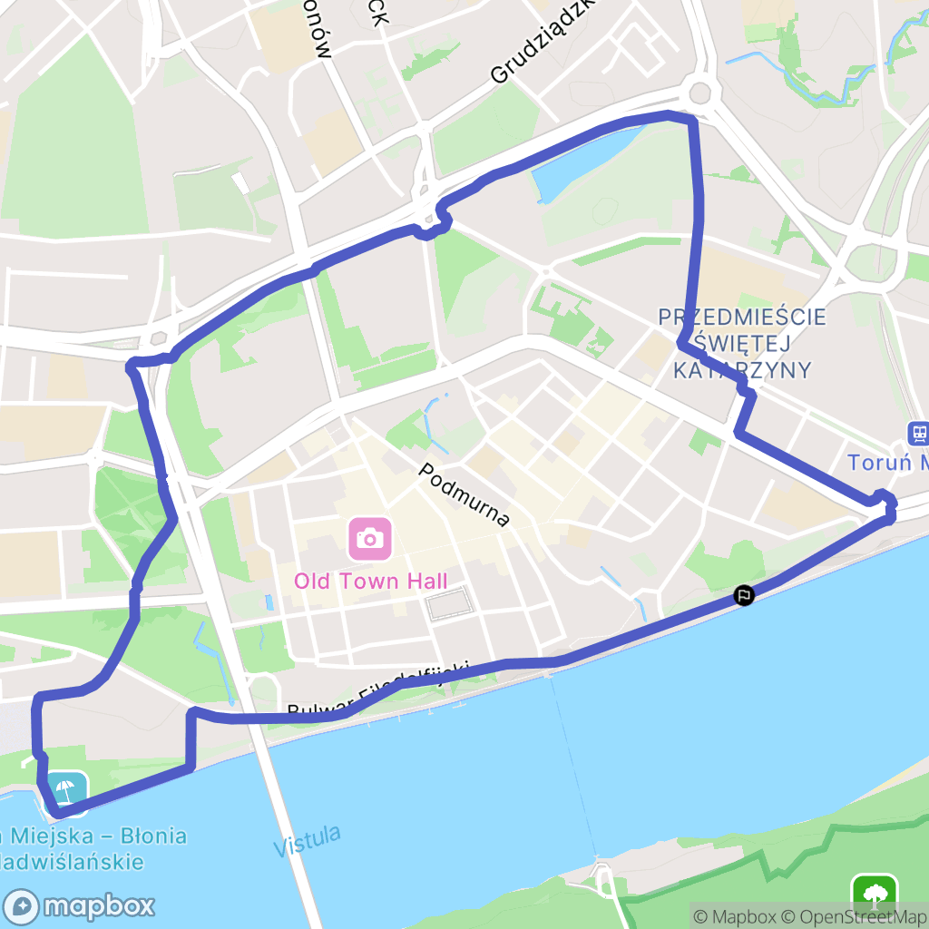 Toruń: mapa trasy - Poland