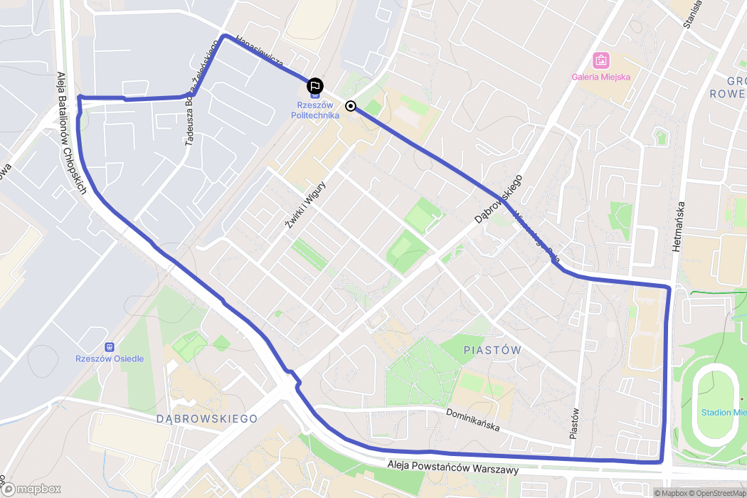 Rzeszów: mapa trasy - Poland