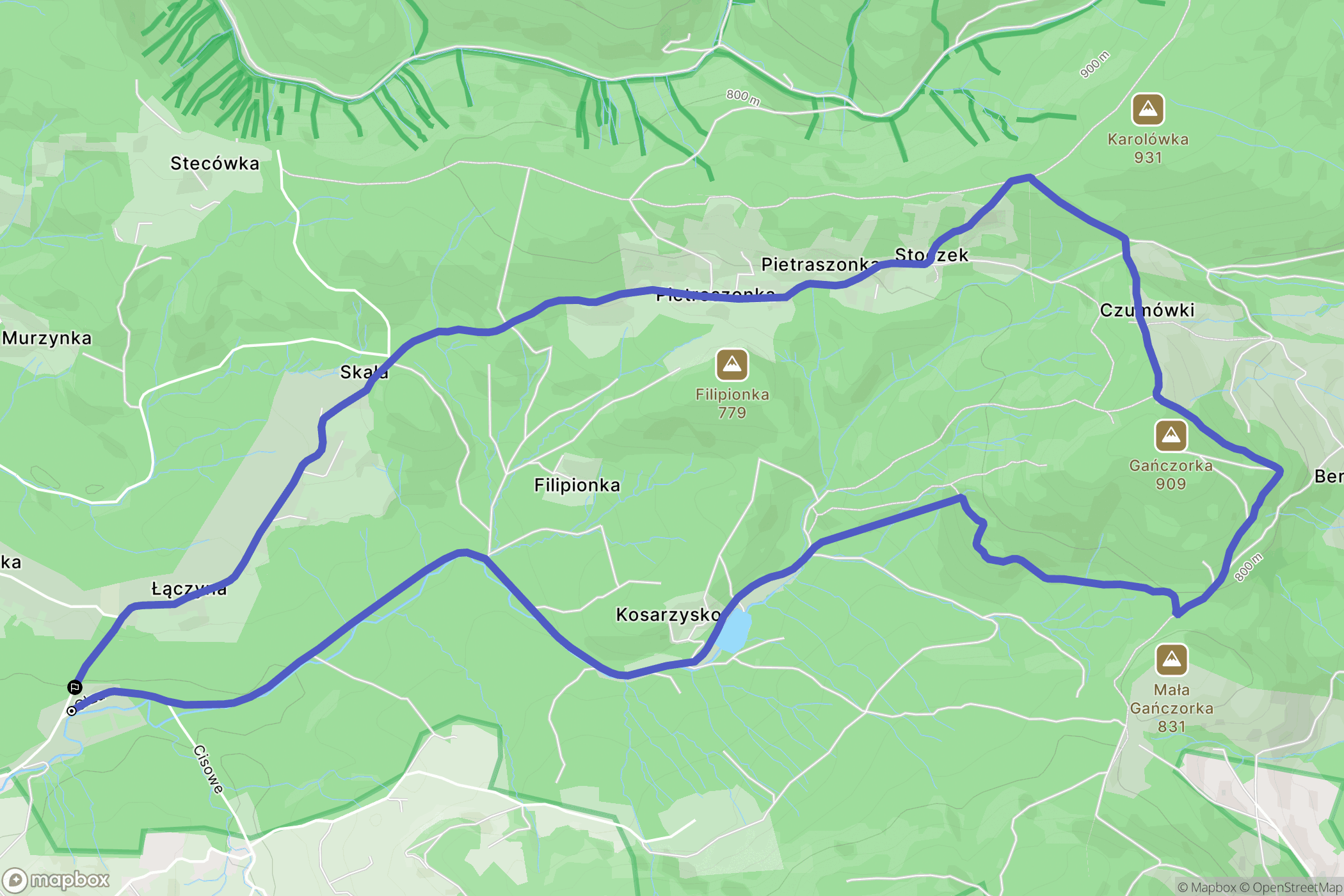 Istebna: mapa trasy - Poland