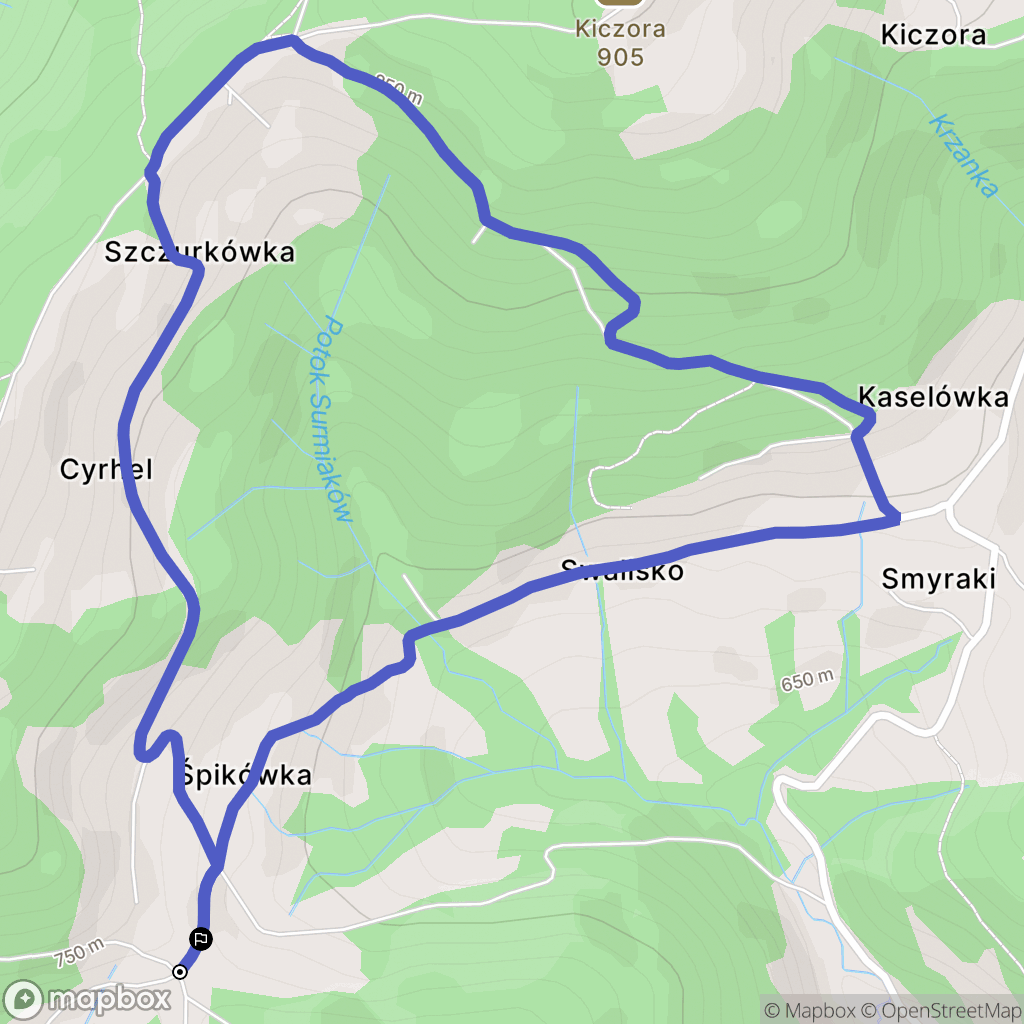 Zawoja: mapa trasy - Poland