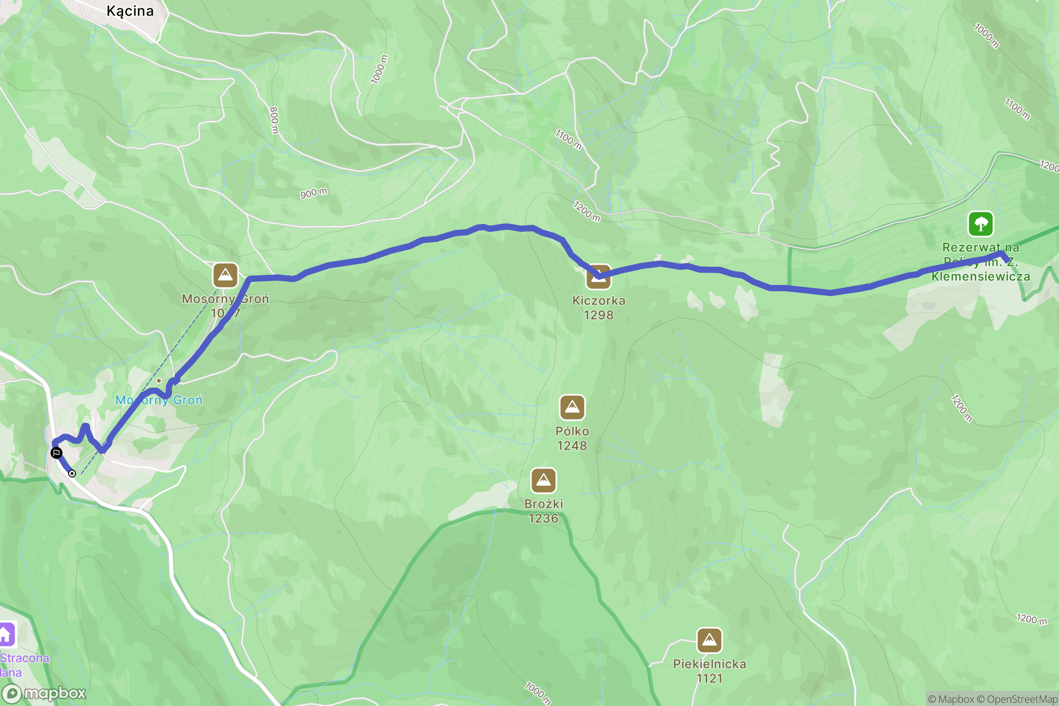 Zawoja: mapa trasy - Poland