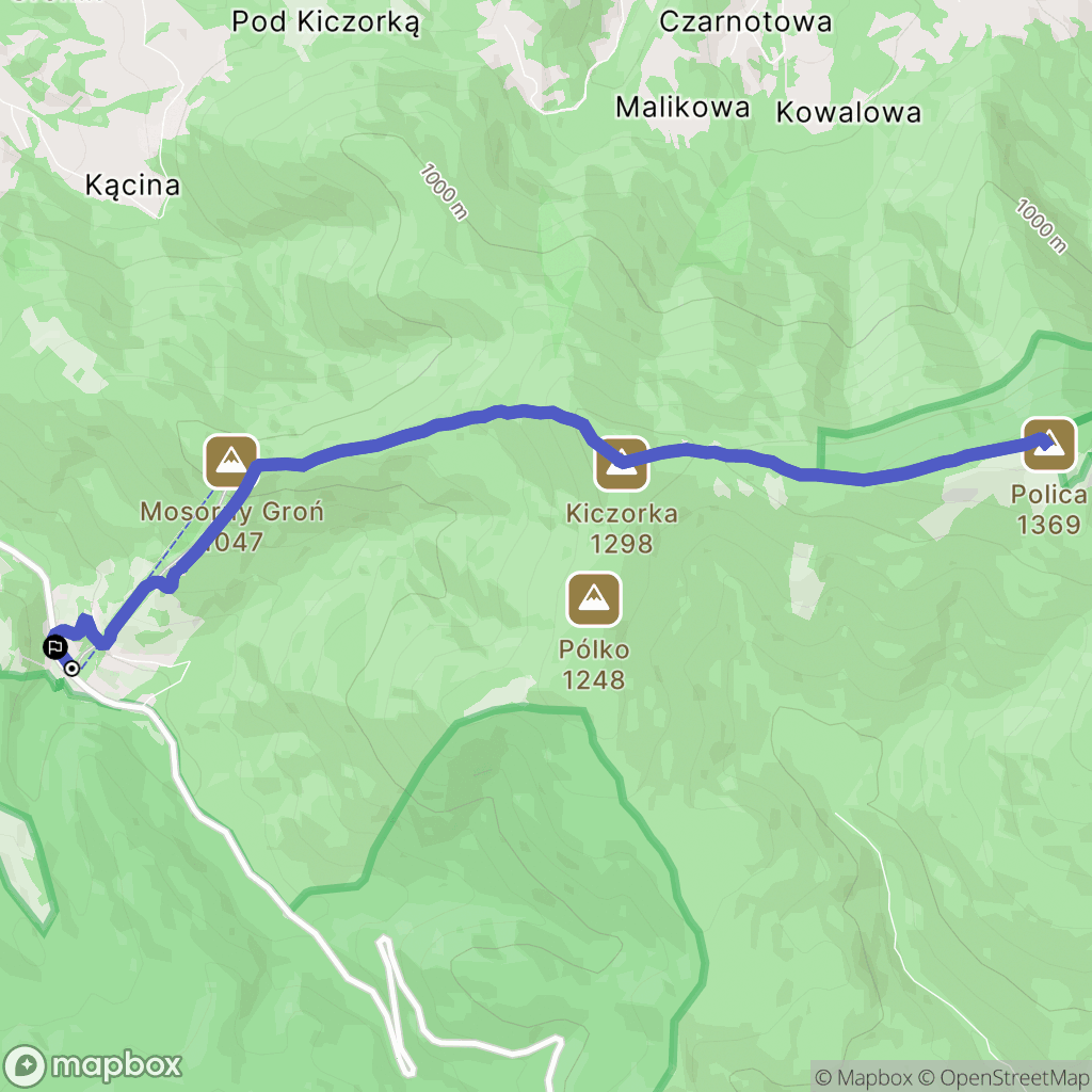 Zawoja: mapa trasy - Poland