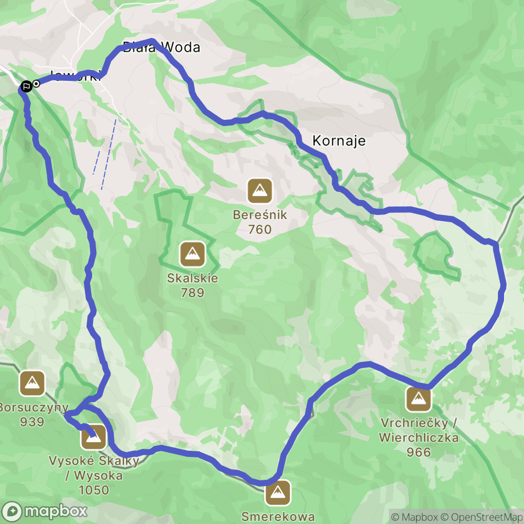 Jaworki: mapa trasy - Poland