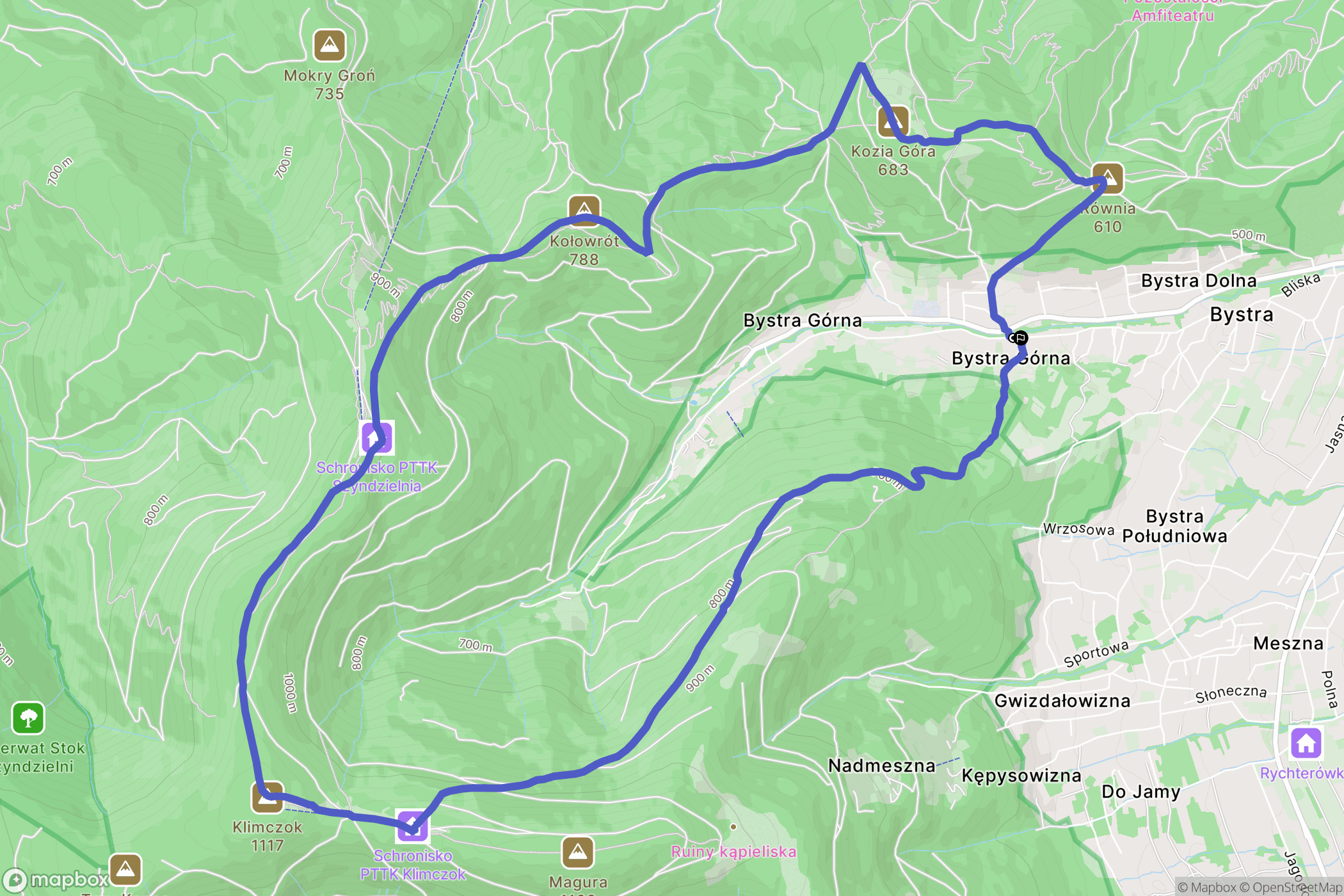 Bystra: mapa trasy - Poland
