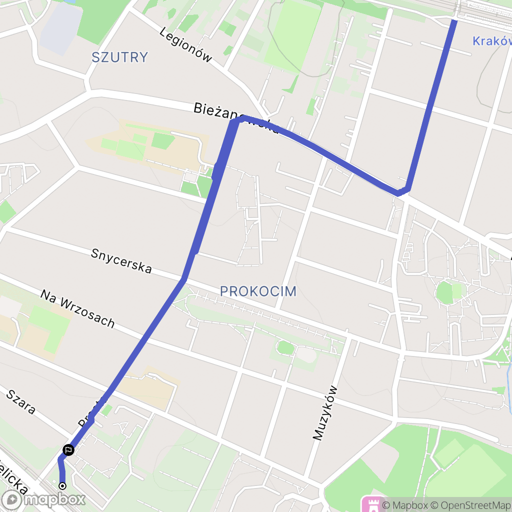 Kraków: mapa trasy - Poland