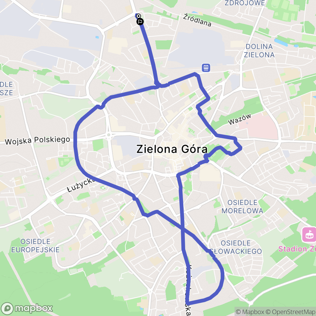 Zielona Góra: mapa trasy - Poland