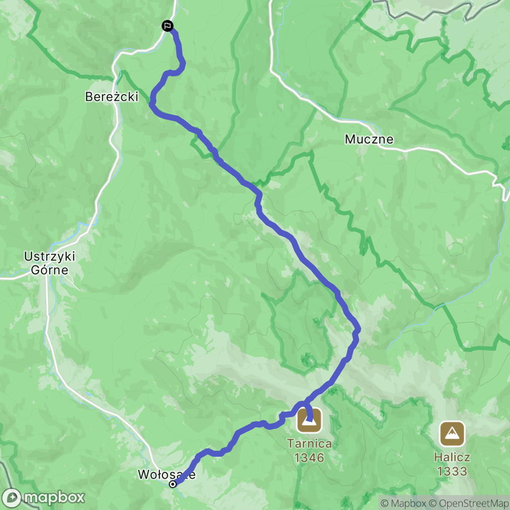 Wołosate: mapa trasy - Poland