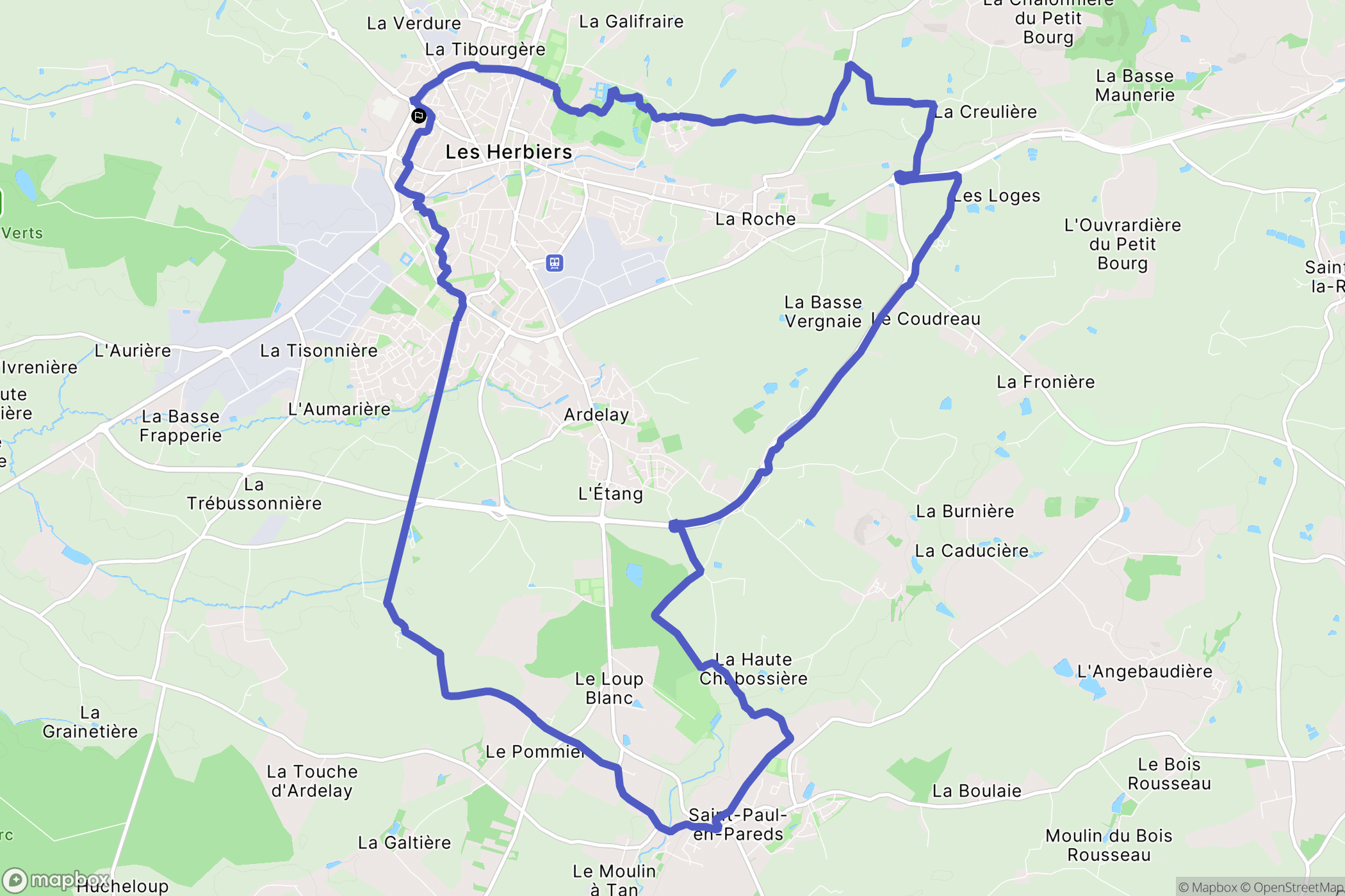 Les Herbiers : carte du parcours de randonnée - France