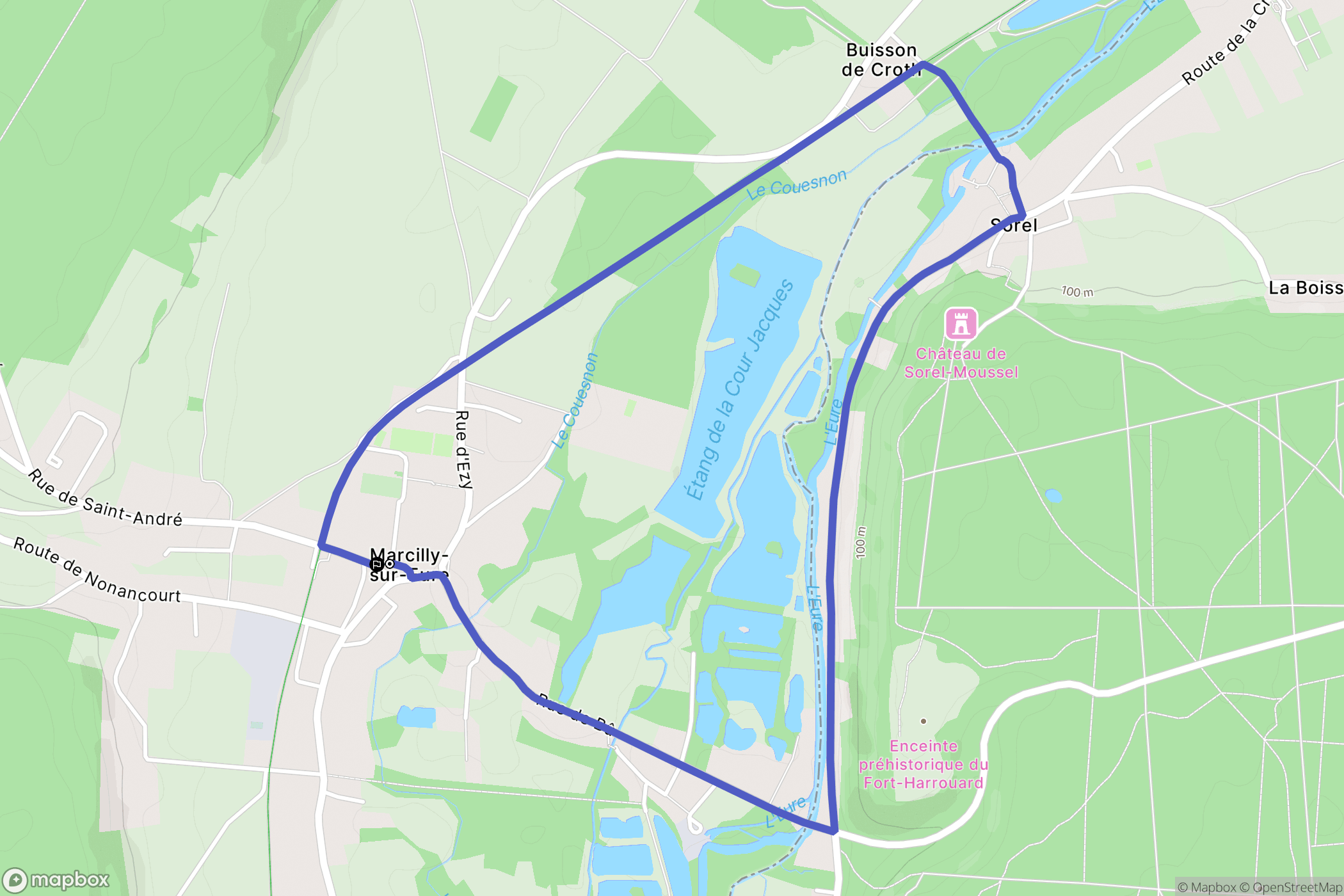 Marcilly-sur-Eure : carte du parcours de randonnée - France