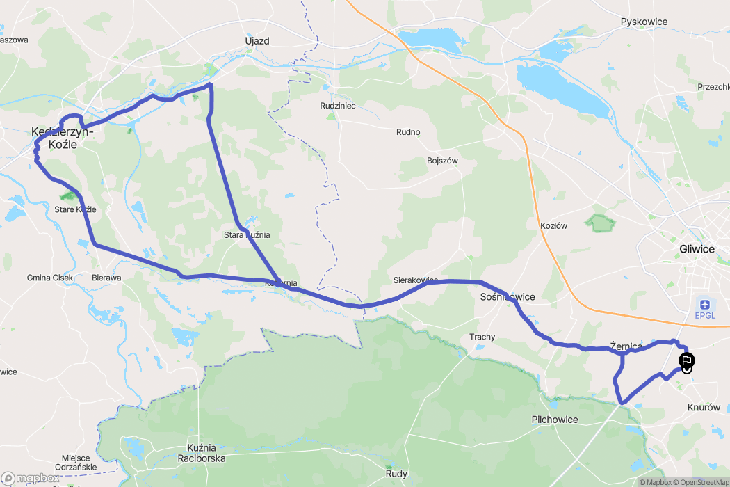 Knurów: mapa trasy - Poland