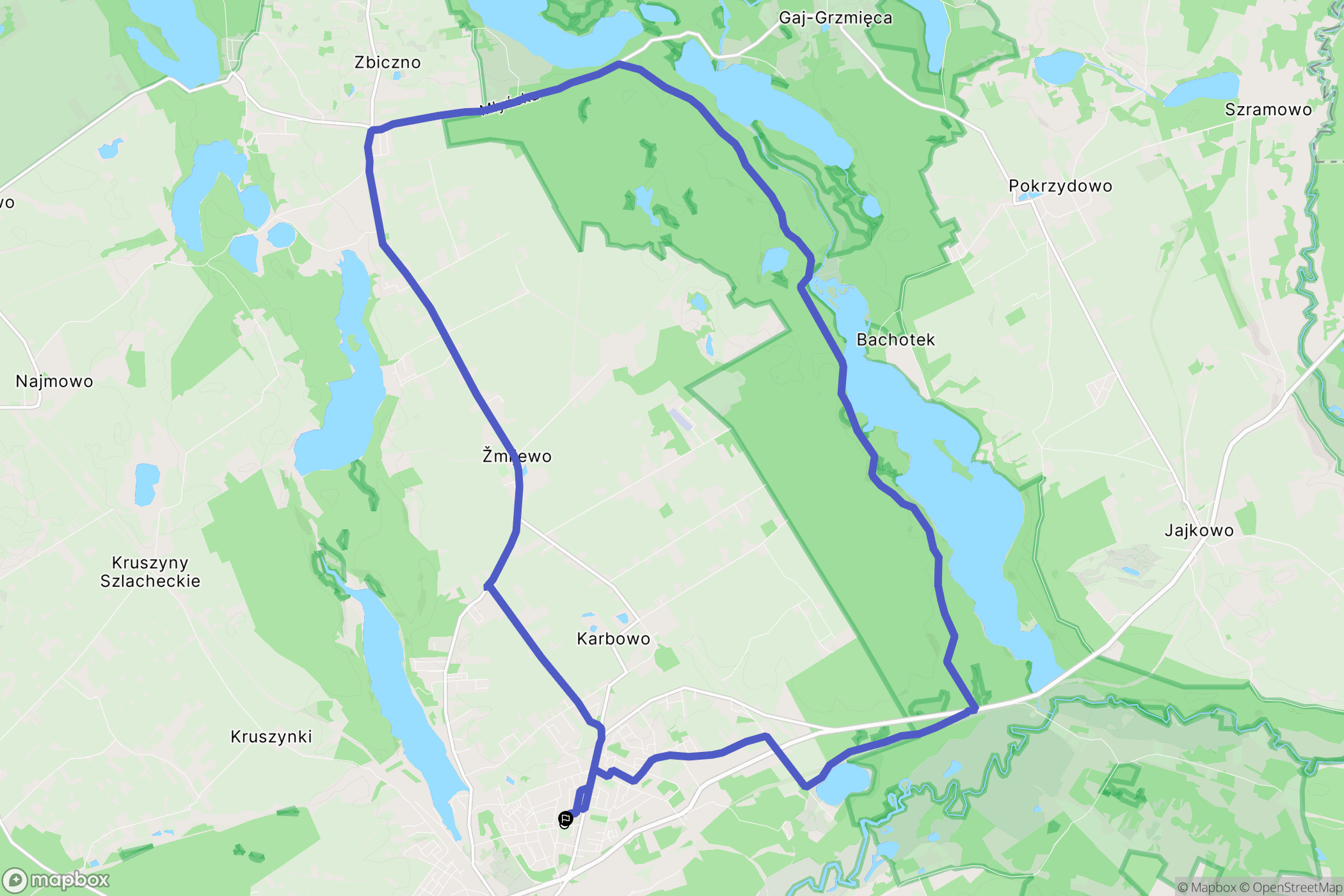 Brodnica: mapa trasy - Poland