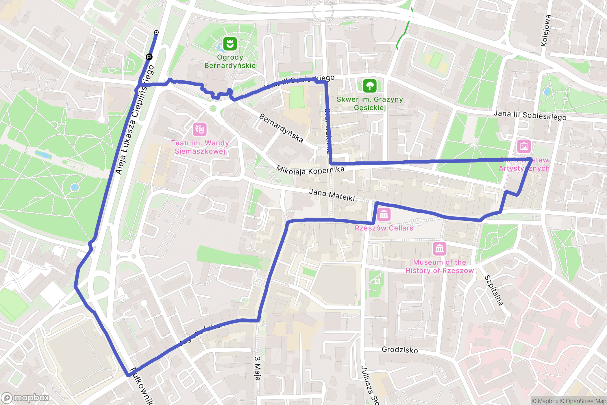 Rzeszów: mapa trasy - Poland