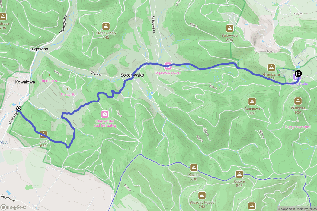 Kowalowa: mapa trasy - Poland