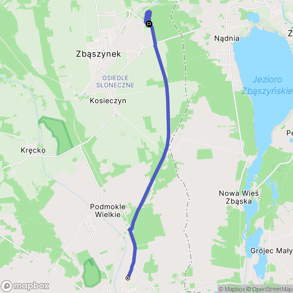 Babimost: mapa trasy - Poland