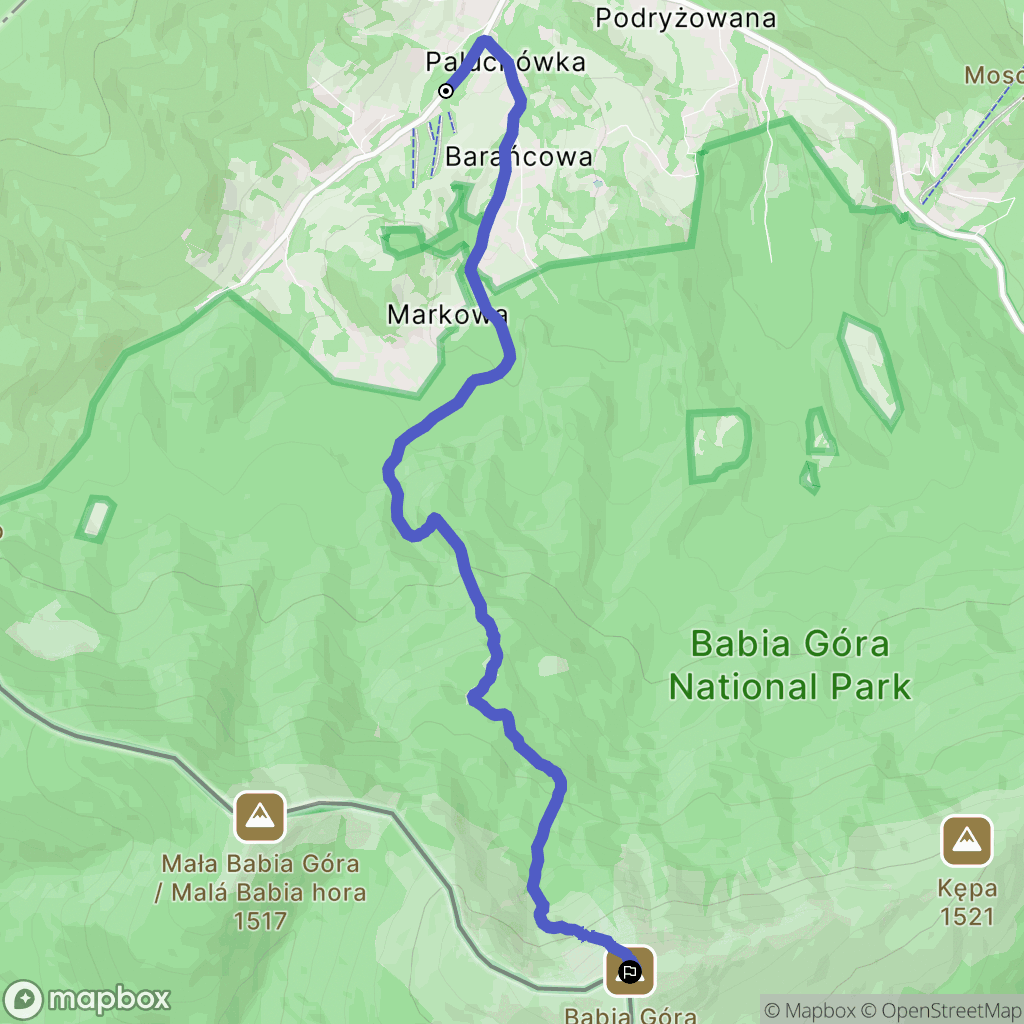 Zawoja: mapa trasy - Poland