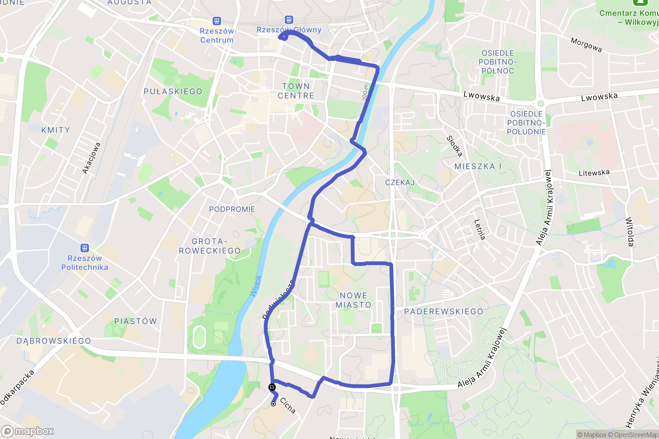 Rzeszów: mapa trasy - Poland