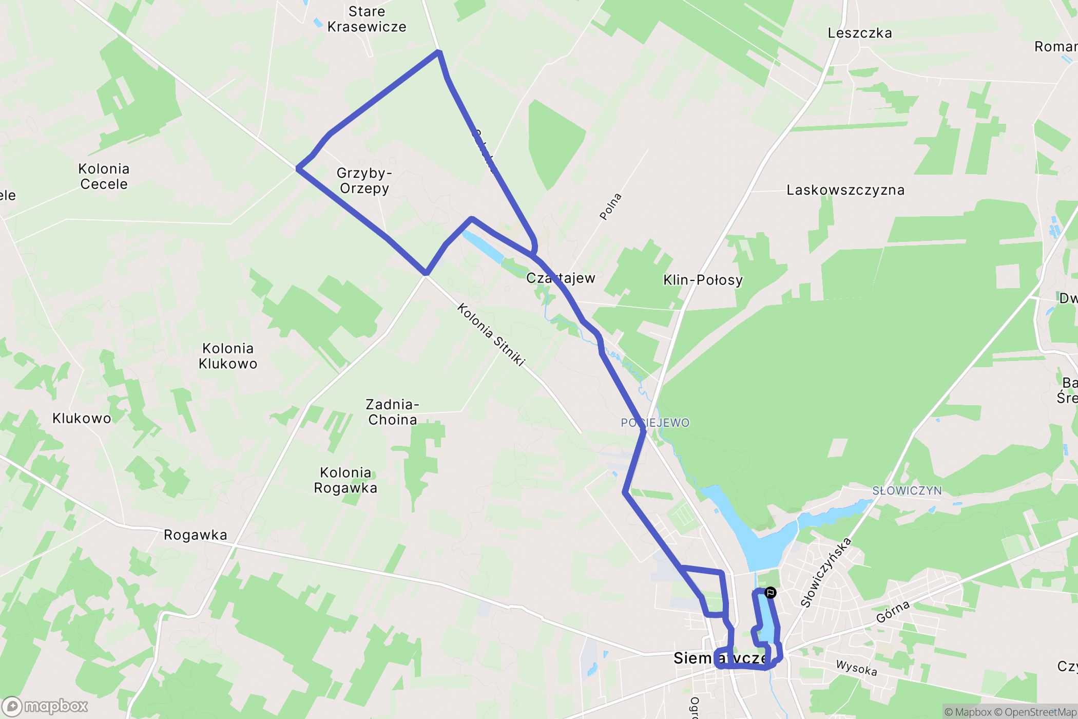 Siemiatycze: mapa trasy - Poland