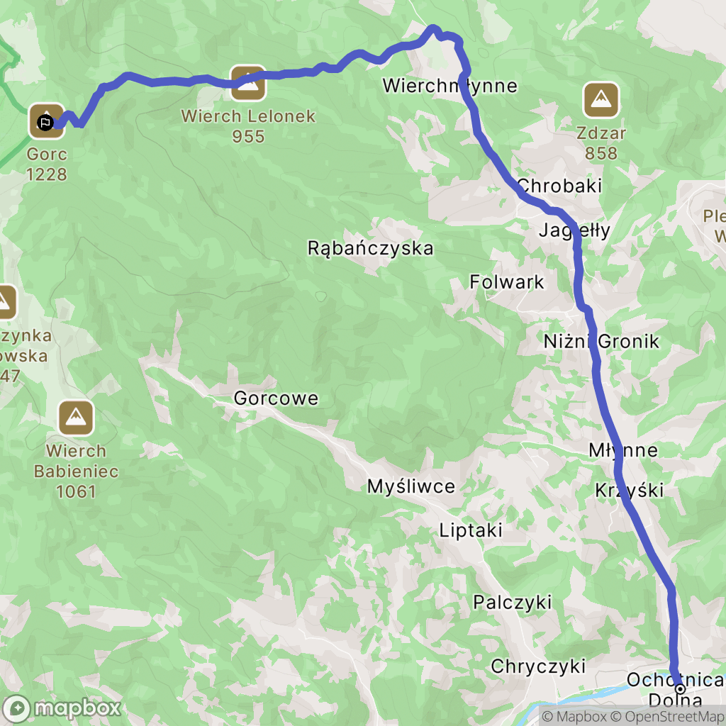 Ochotnica Dolna: mapa trasy - Poland