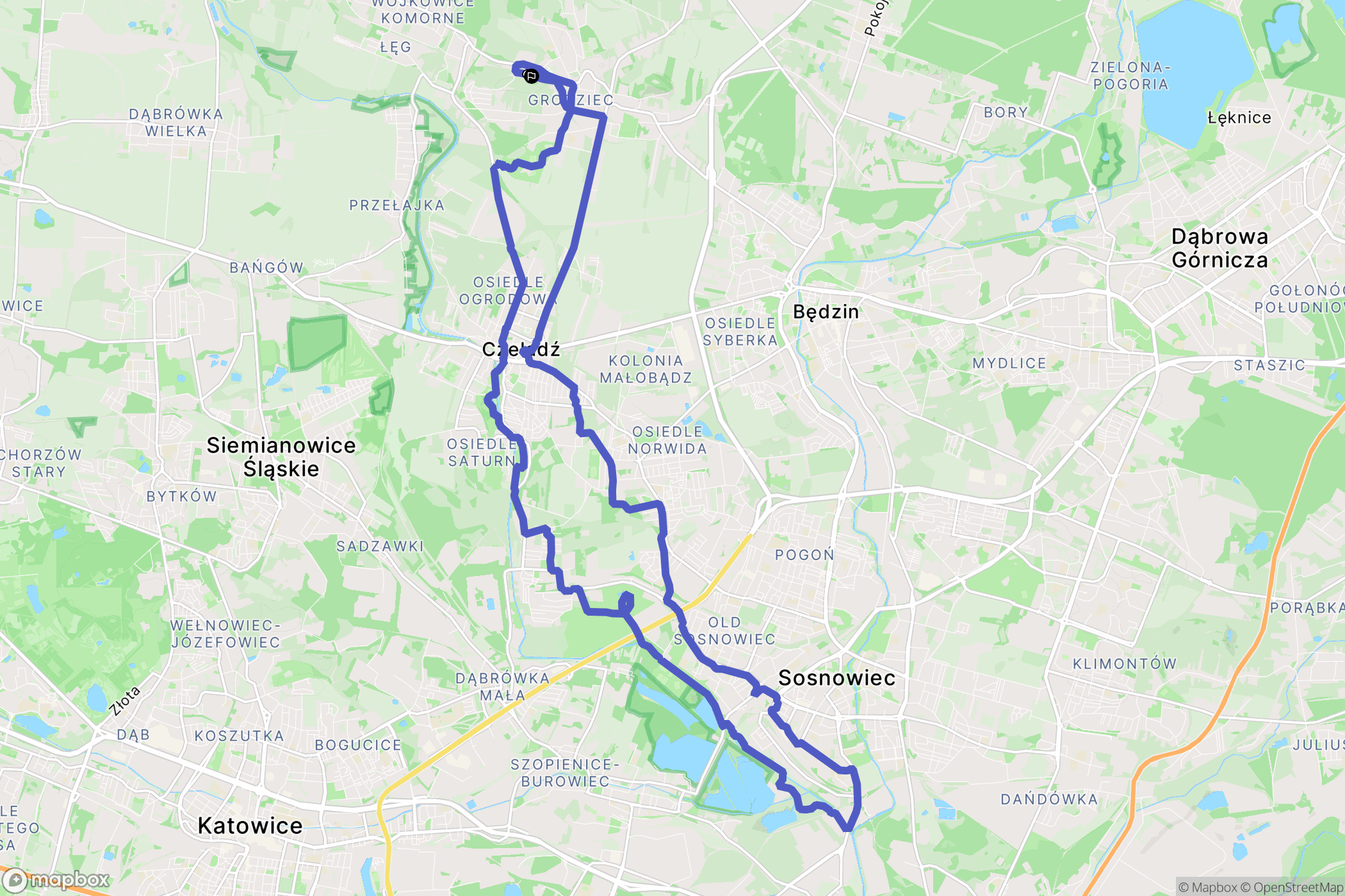 Będzin: mapa trasy - Poland