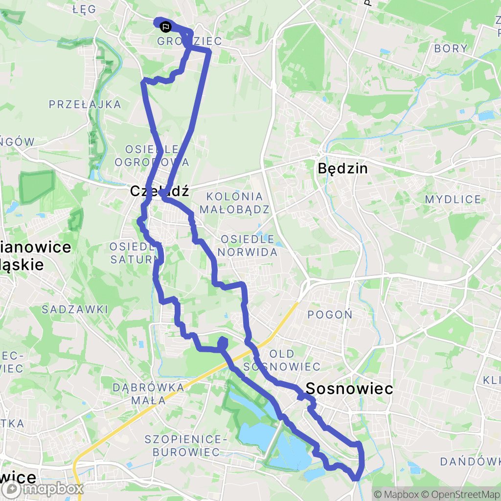Będzin: mapa trasy - Poland