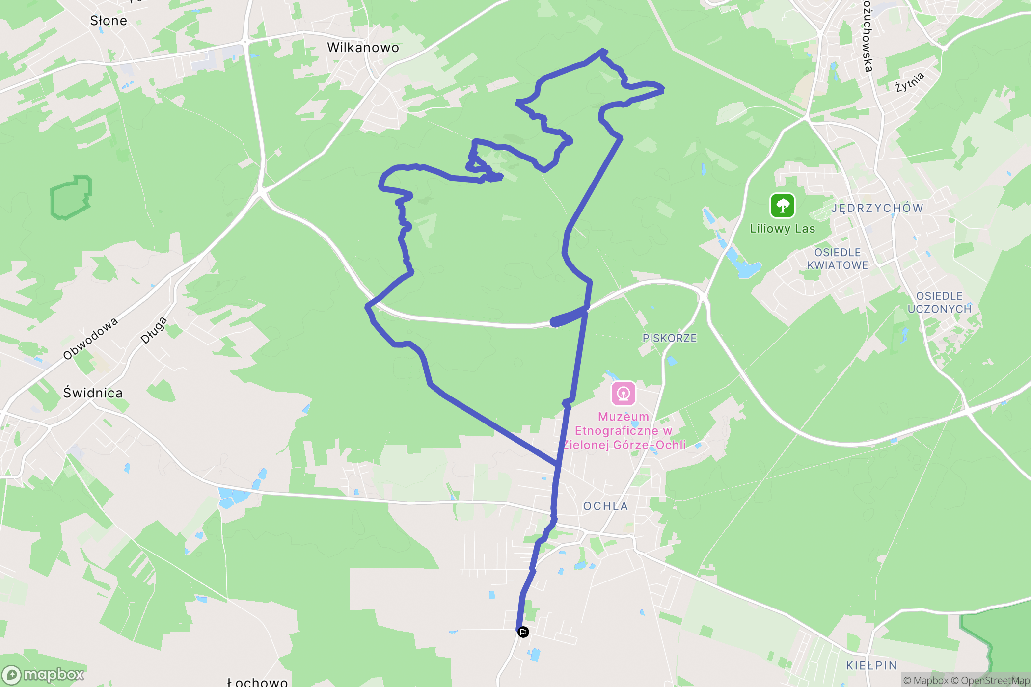 Zielona Góra: mapa trasy - Poland