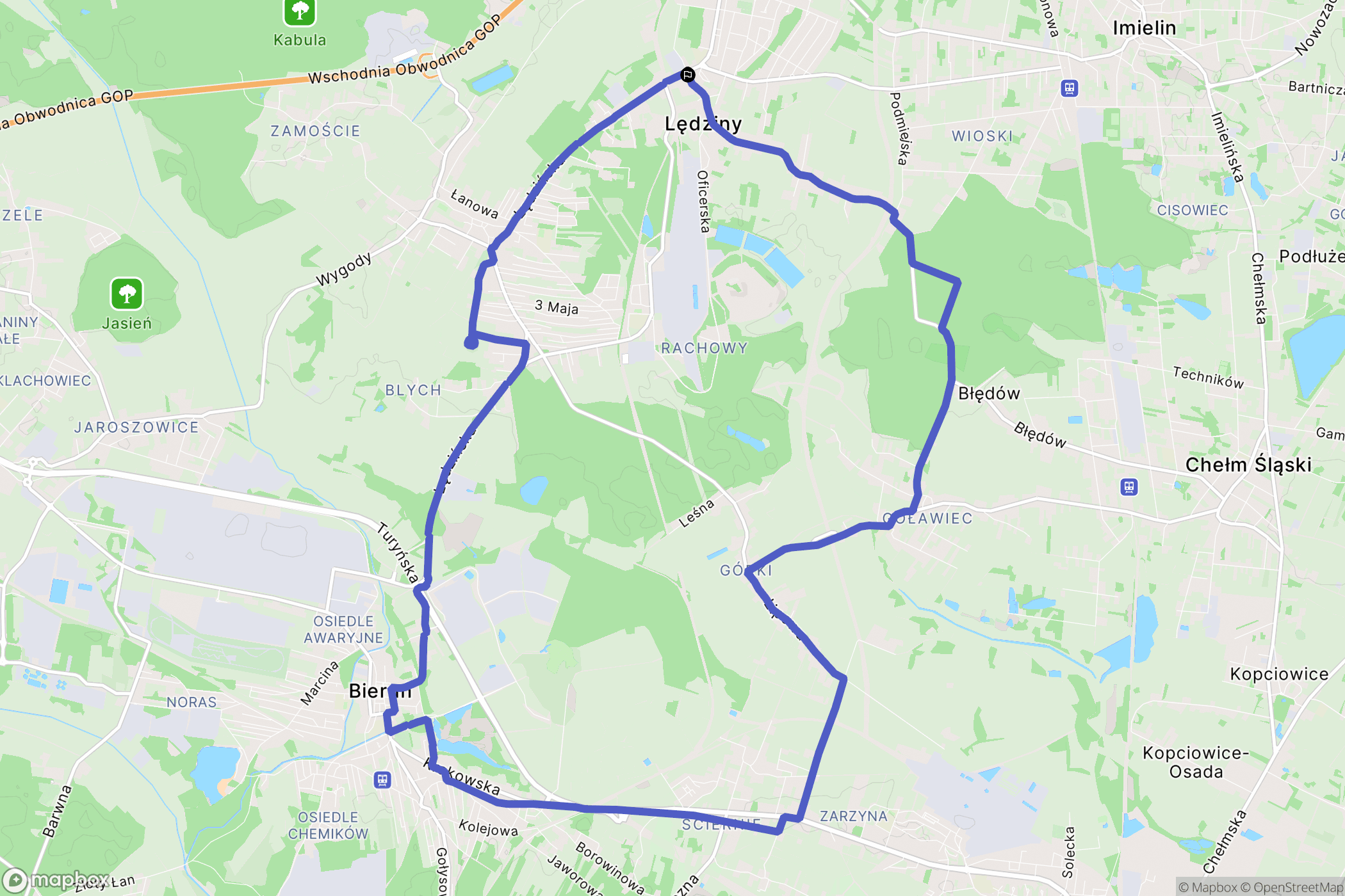 Lędziny: mapa trasy - Poland