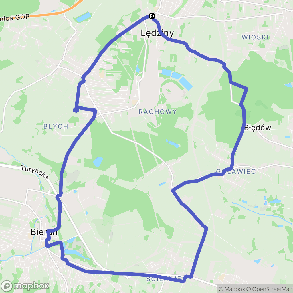 Lędziny: mapa trasy - Poland