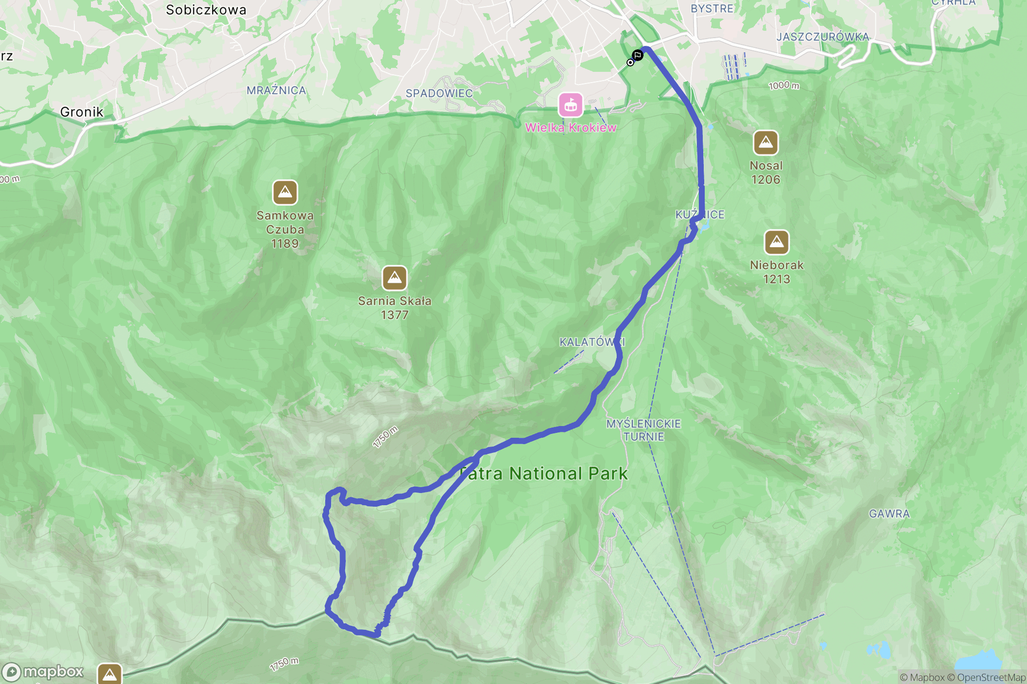 Zakopane: mapa trasy - Poland