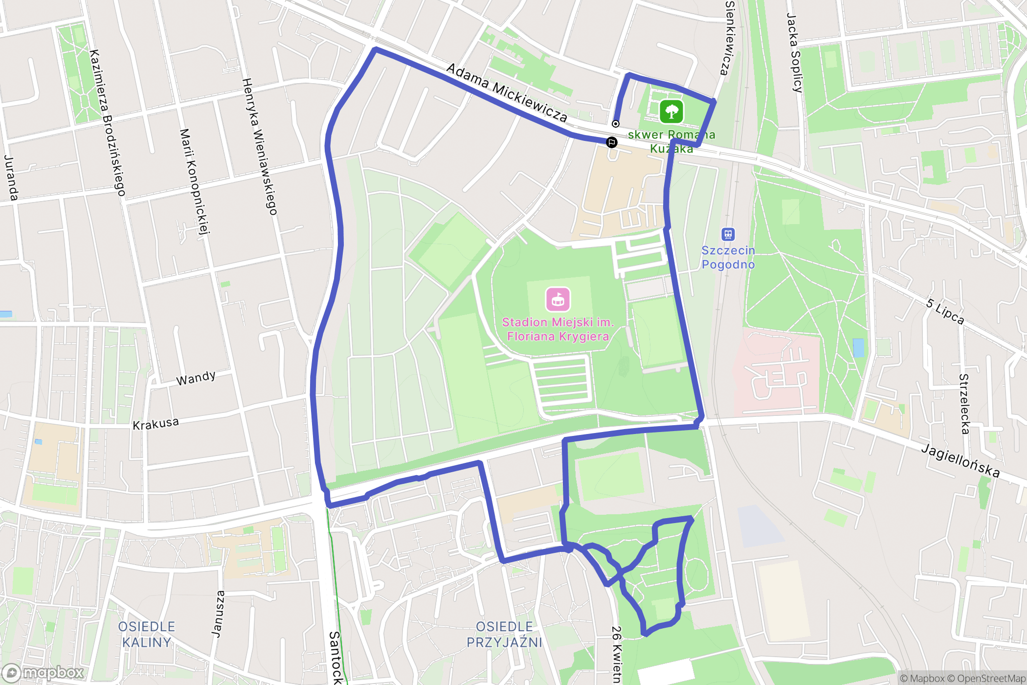 Szczecin: mapa trasy - Poland