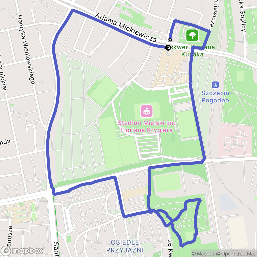 Szczecin: mapa trasy - Poland