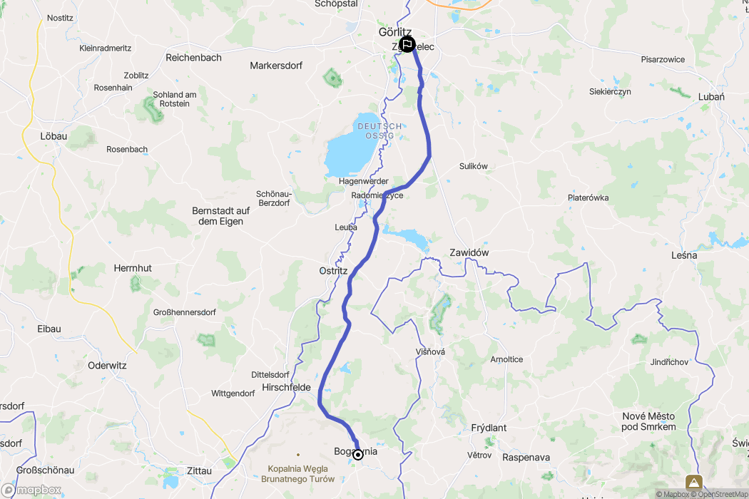 Bogatynia: mapa trasy - Poland
