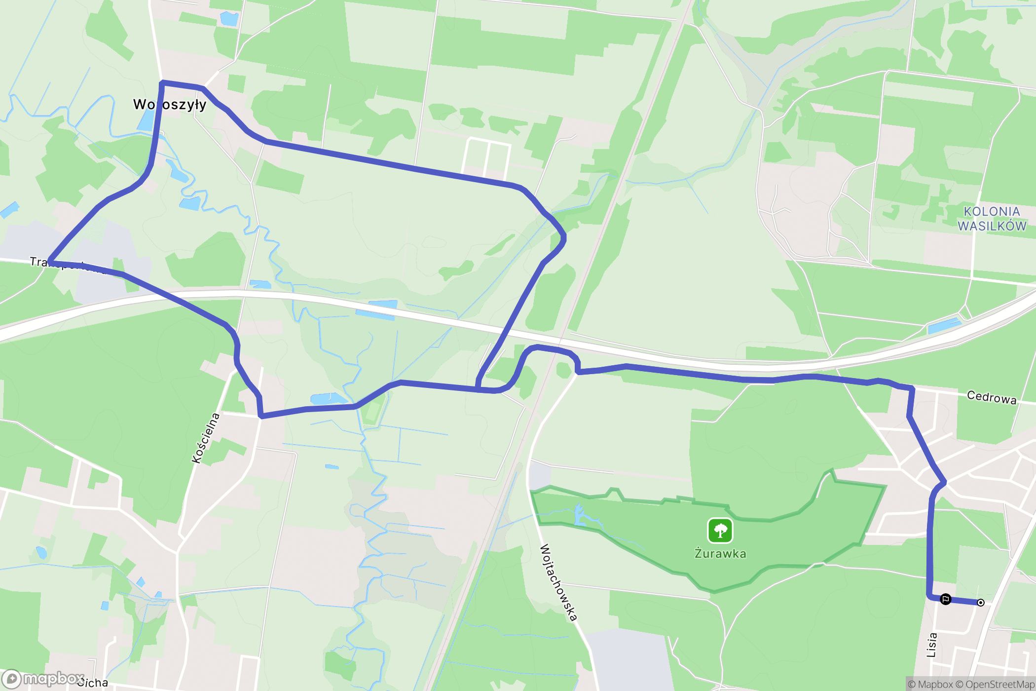 Wasilków: mapa trasy - Poland