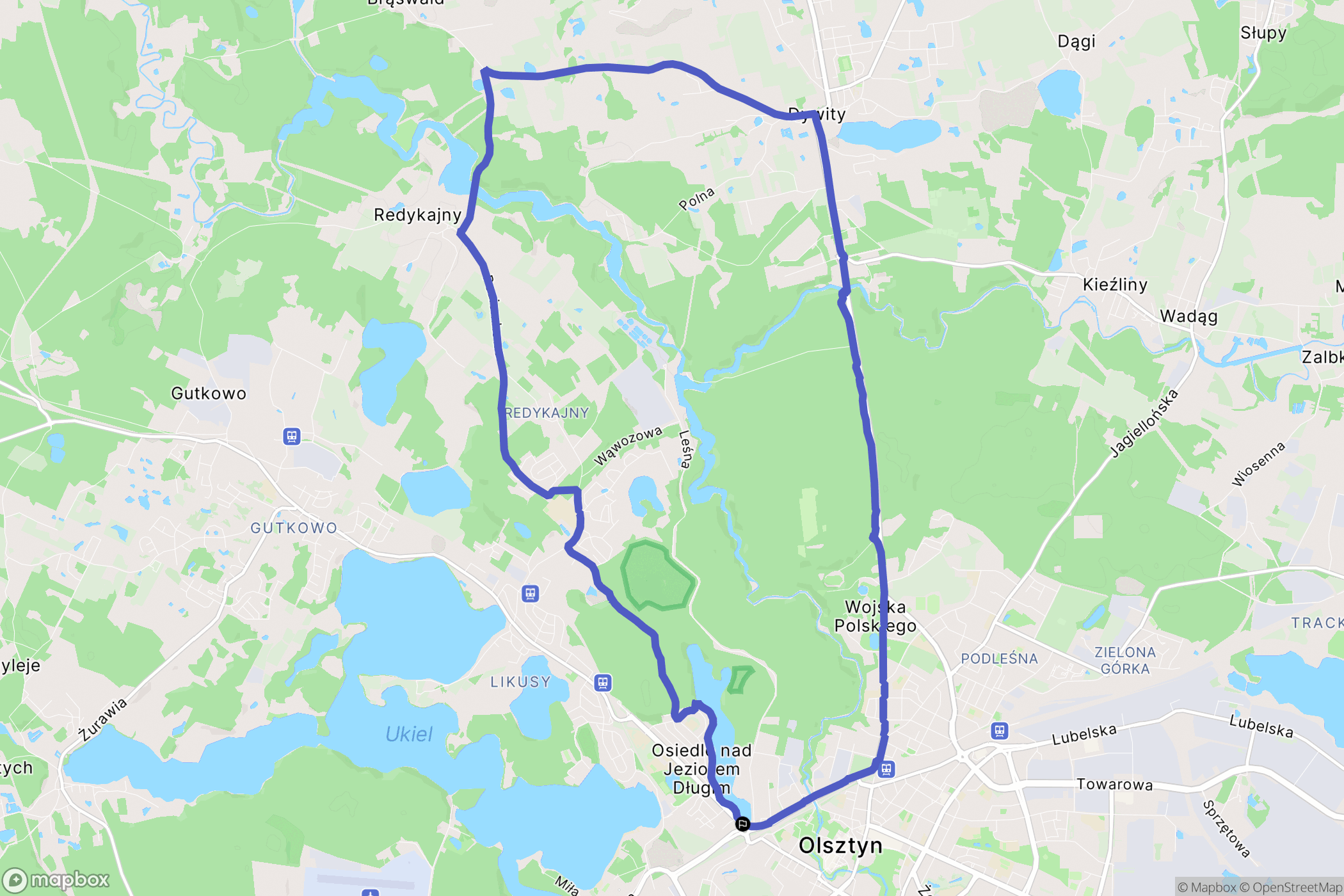 Olsztyn: mapa trasy - Poland