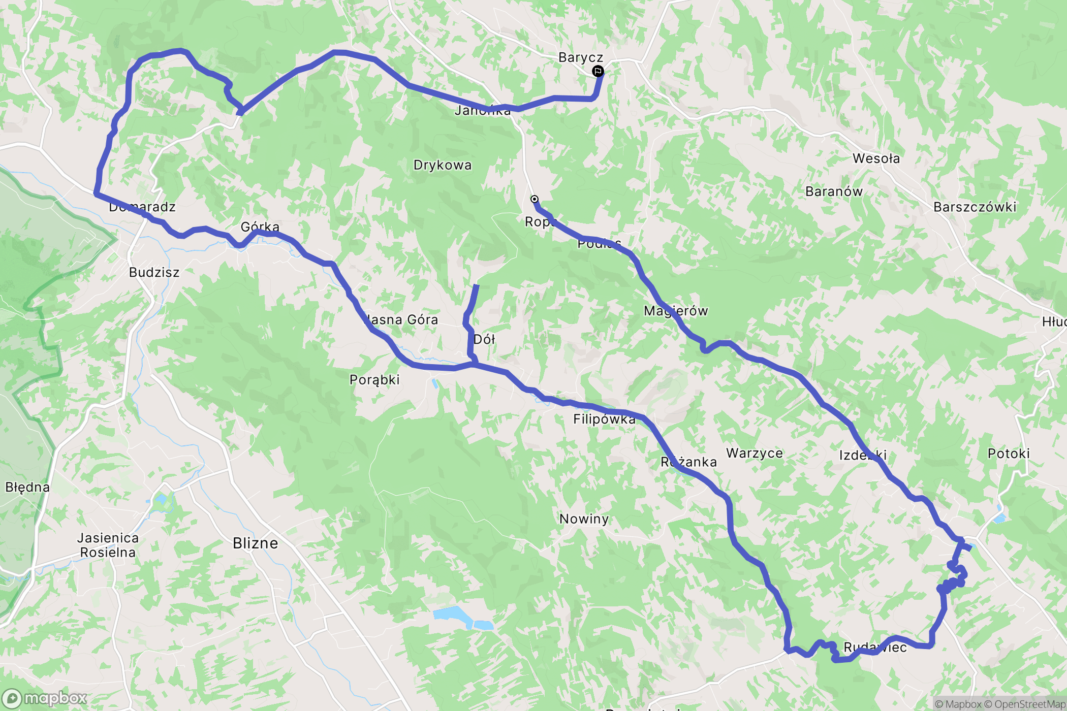 Golcowa: mapa trasy - Poland