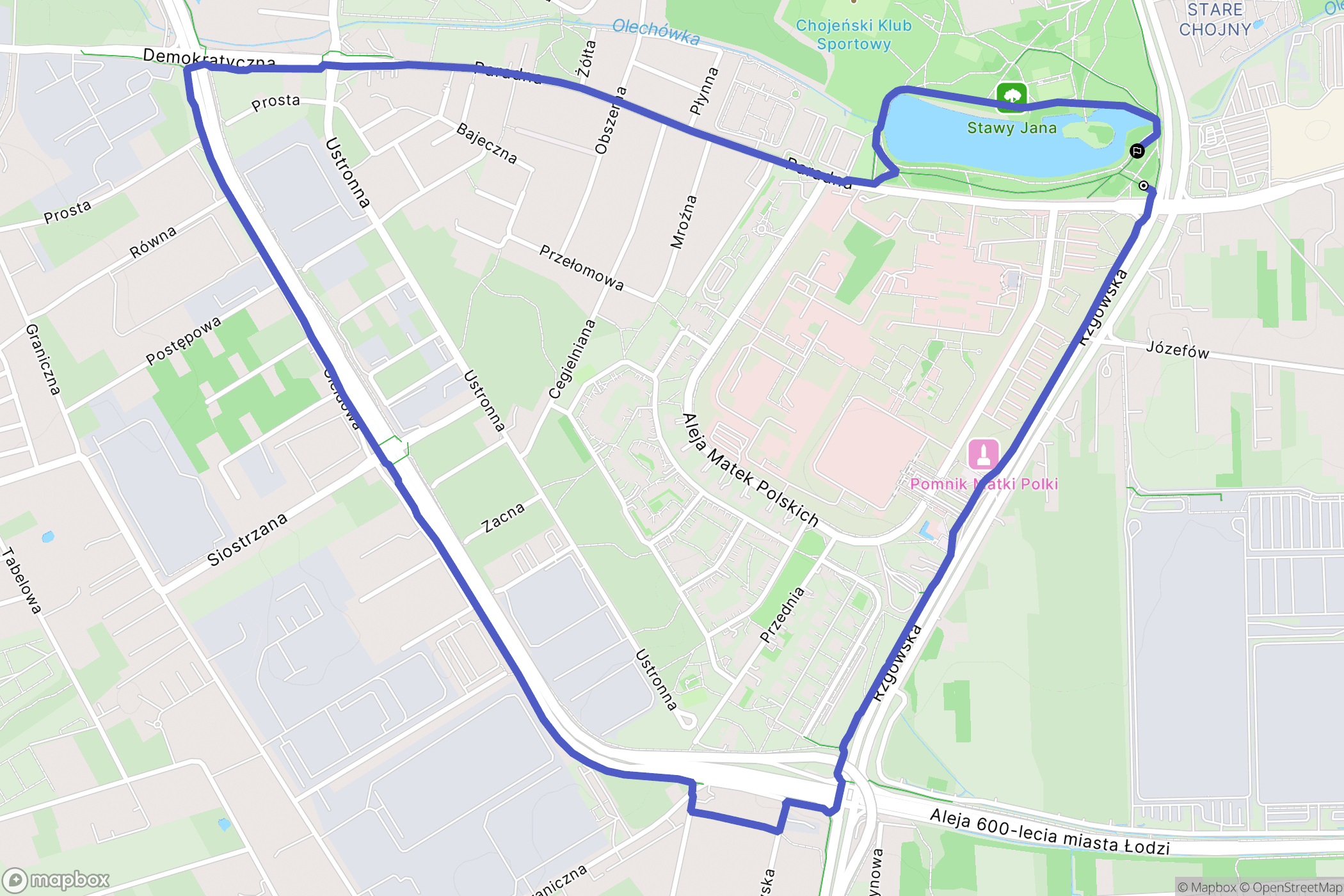 Łódź: mapa trasy - Poland