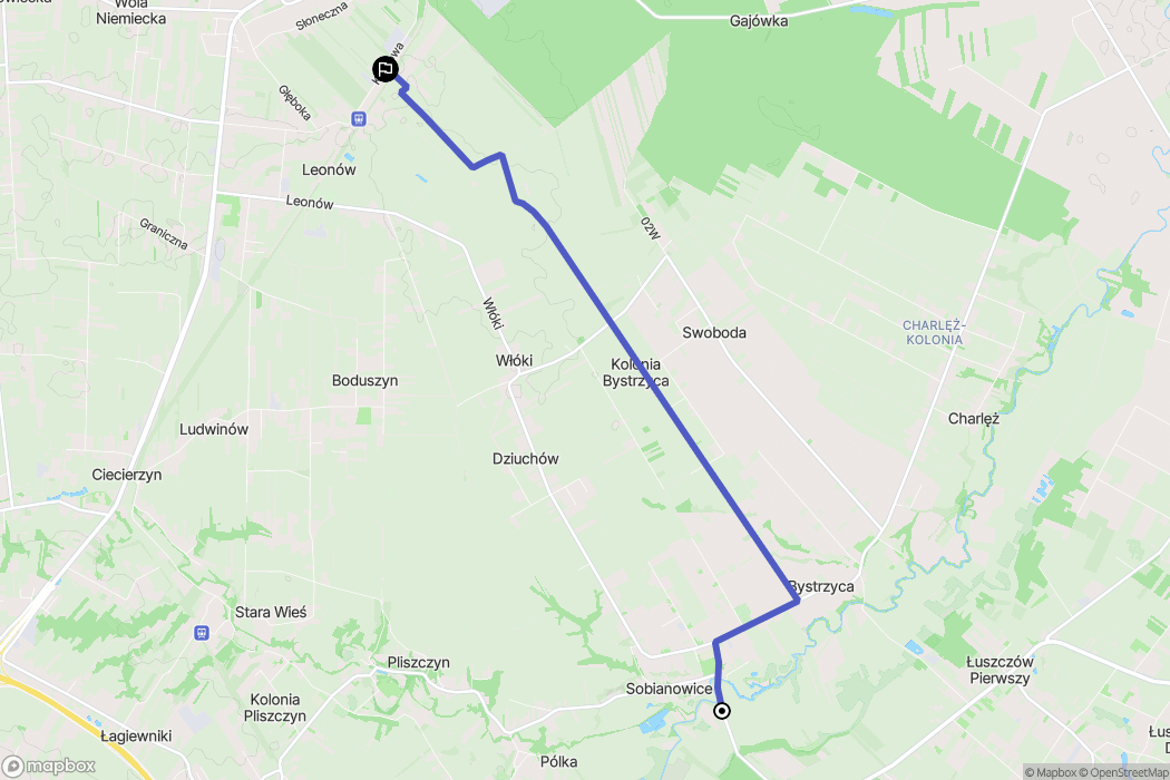 Sobianowice: mapa trasy - Poland