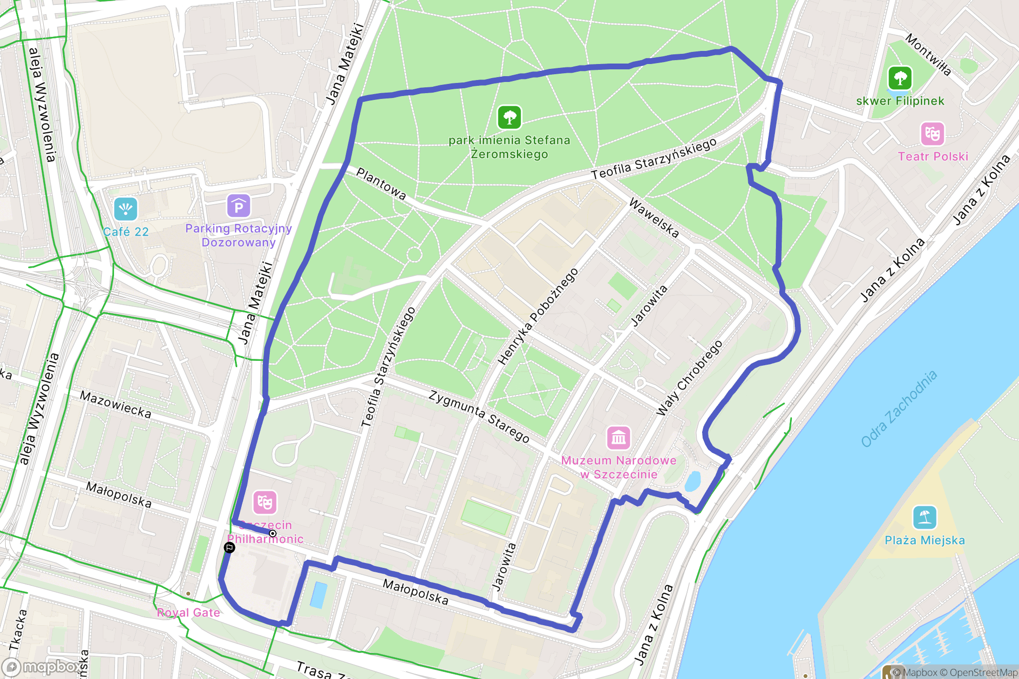 Szczecin: mapa trasy - Poland