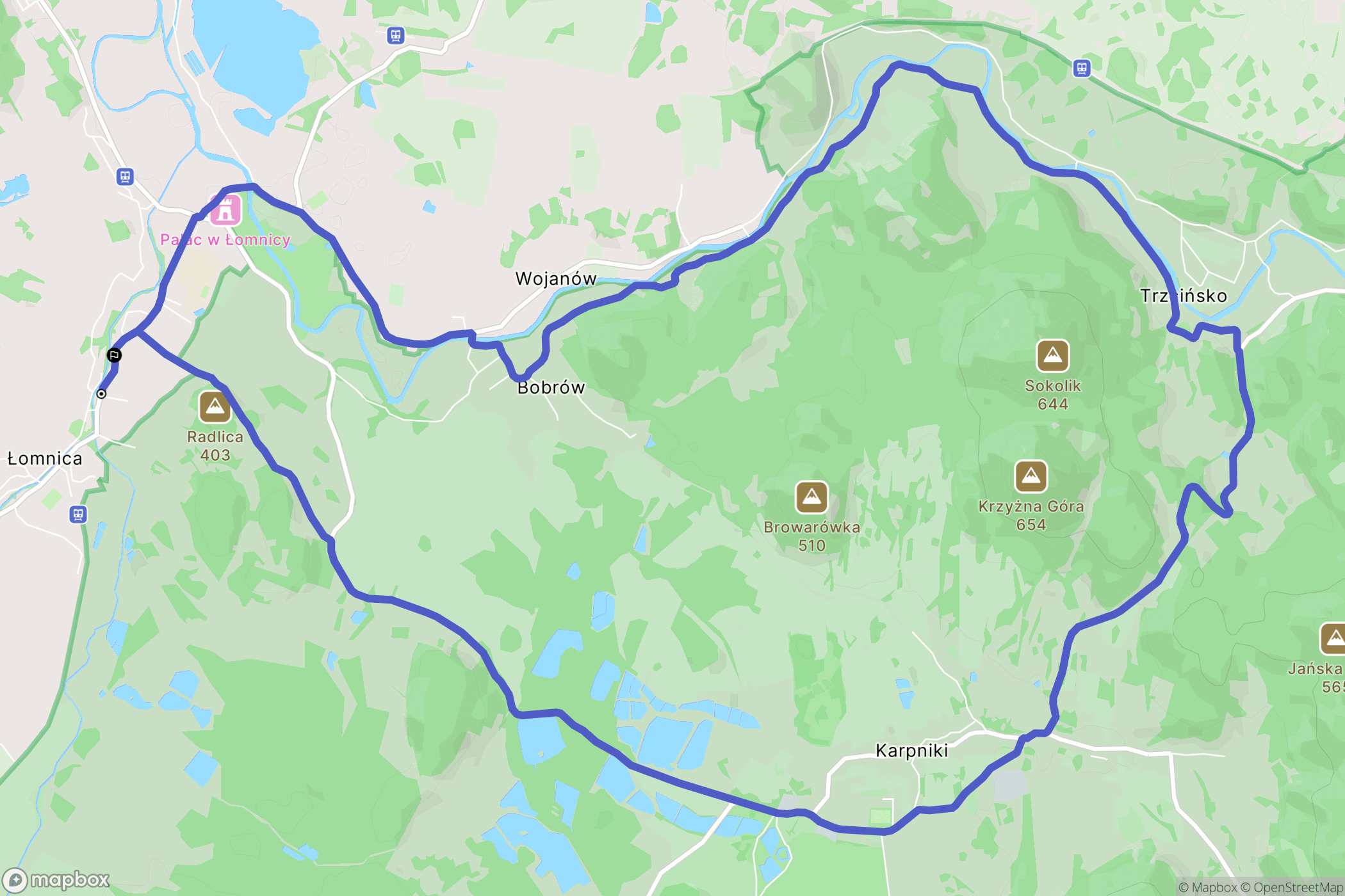 Łomnica: mapa trasy - Poland