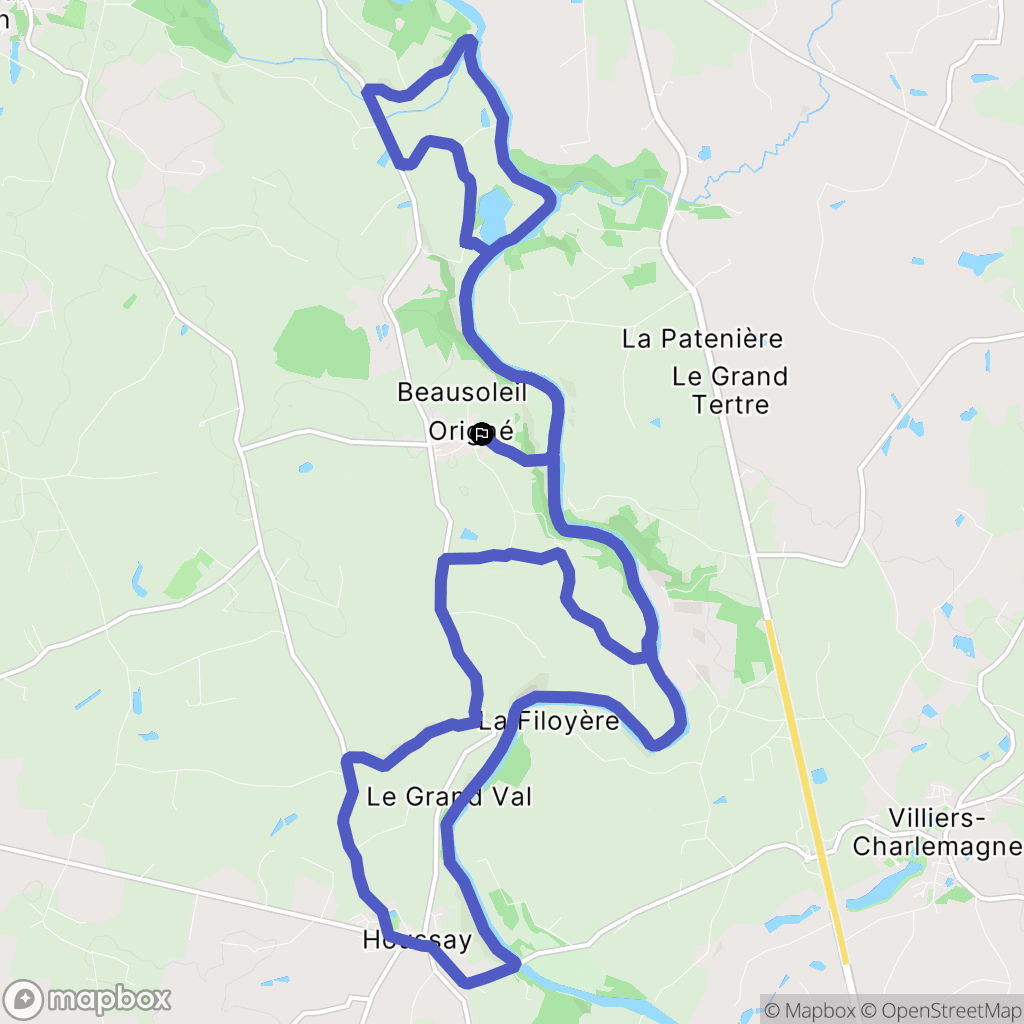Origne : carte du parcours de randonnée - France