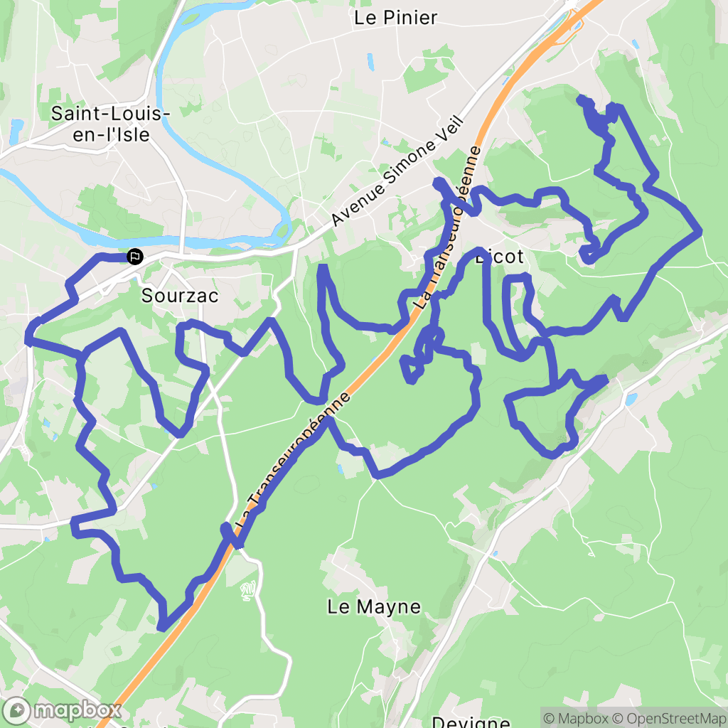 Sourzac : carte du parcours de randonnée - France