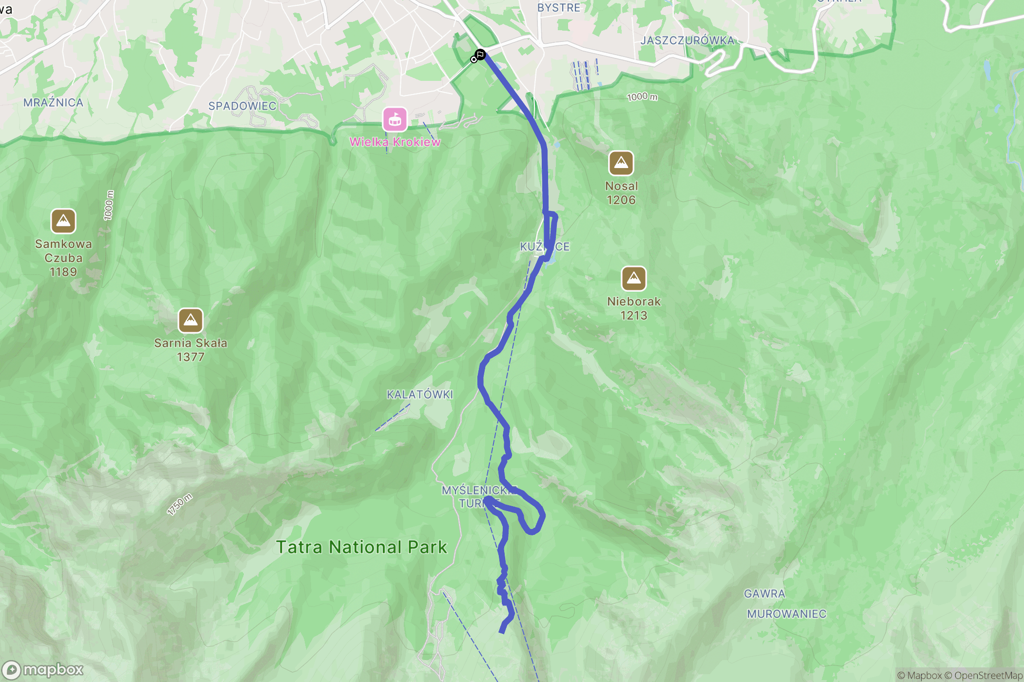 Zakopane: mapa trasy - Poland
