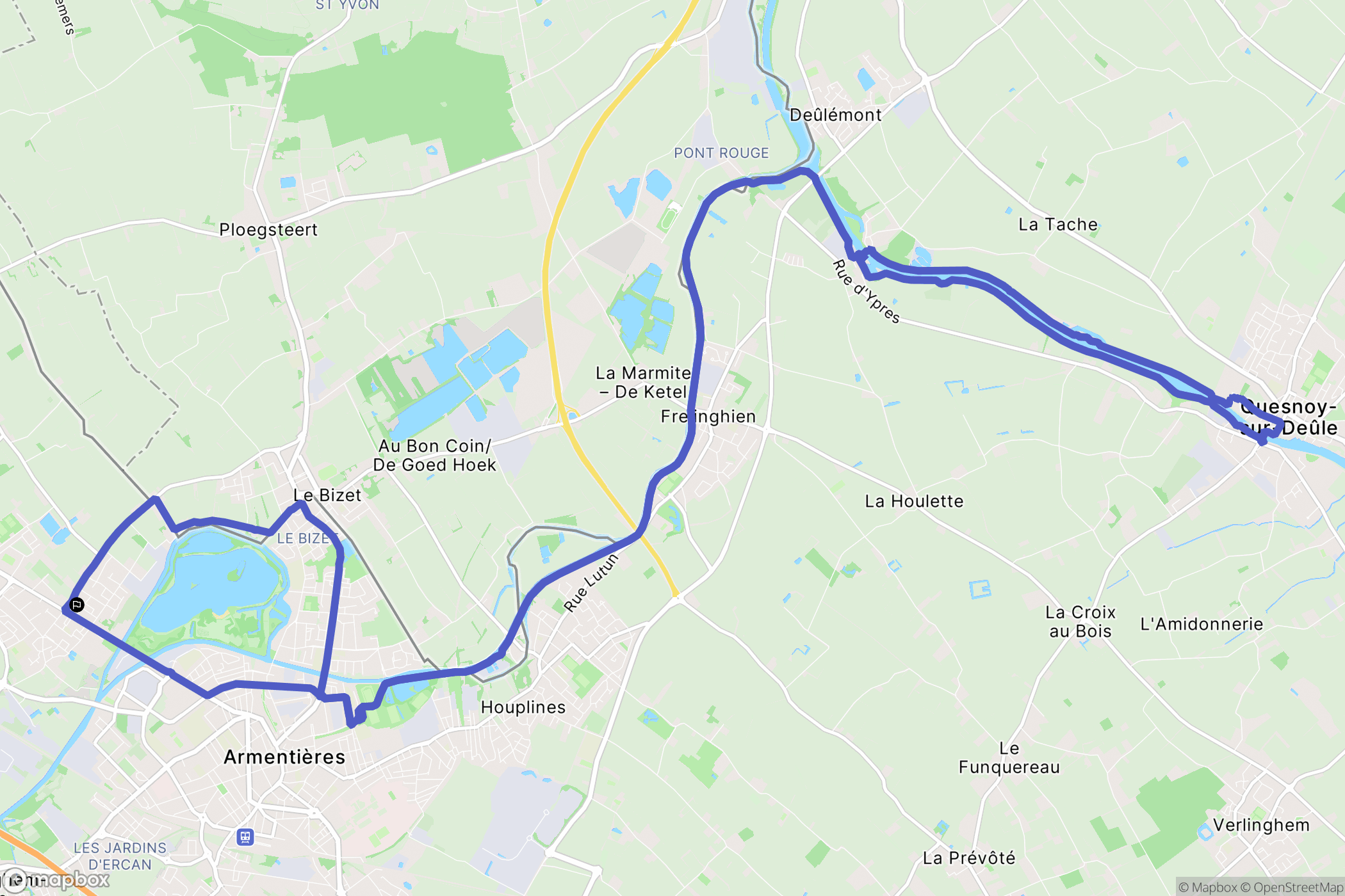 Nieppe : carte du parcours de randonnée - France