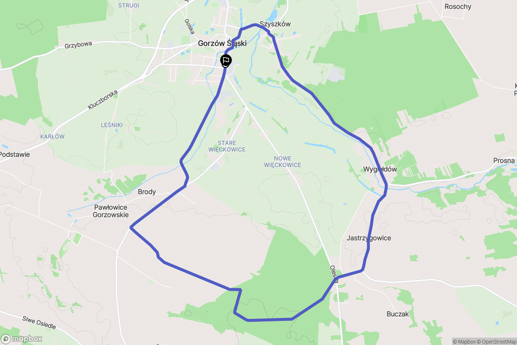 Gorzów Śląski: mapa trasy - Poland