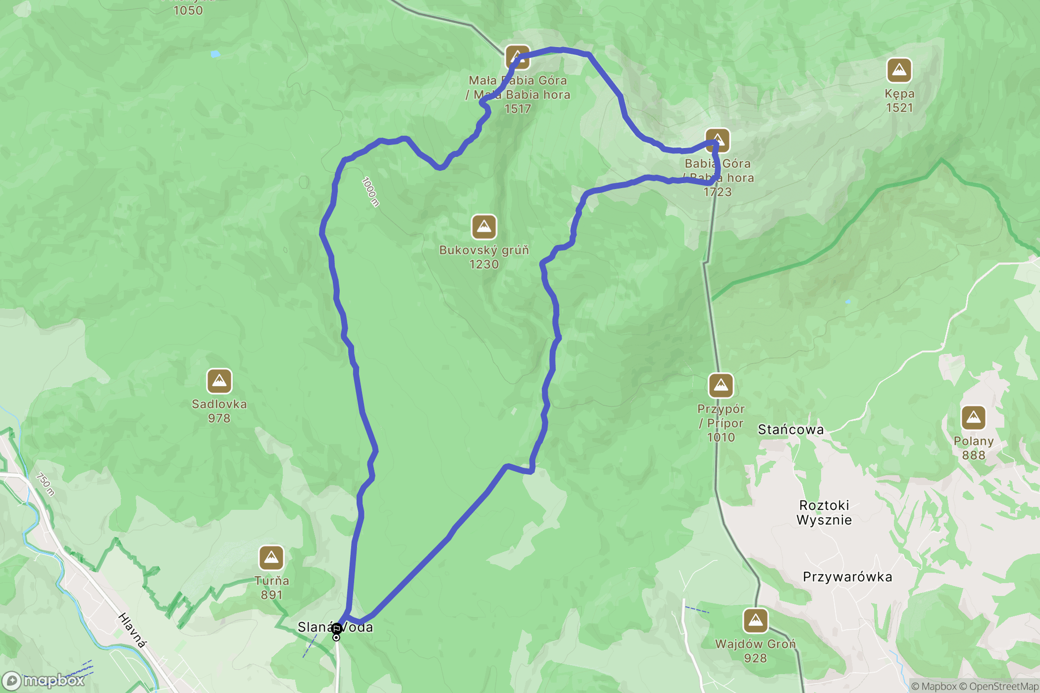 Oravská Polhora: mapa trasy - Slovakia