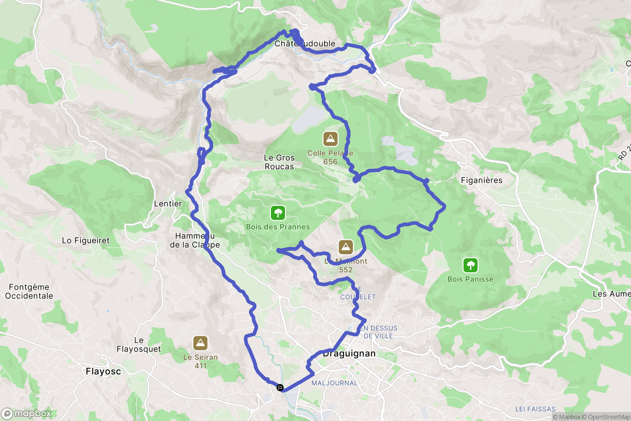 Draguignan : carte du parcours de randonnée - France
