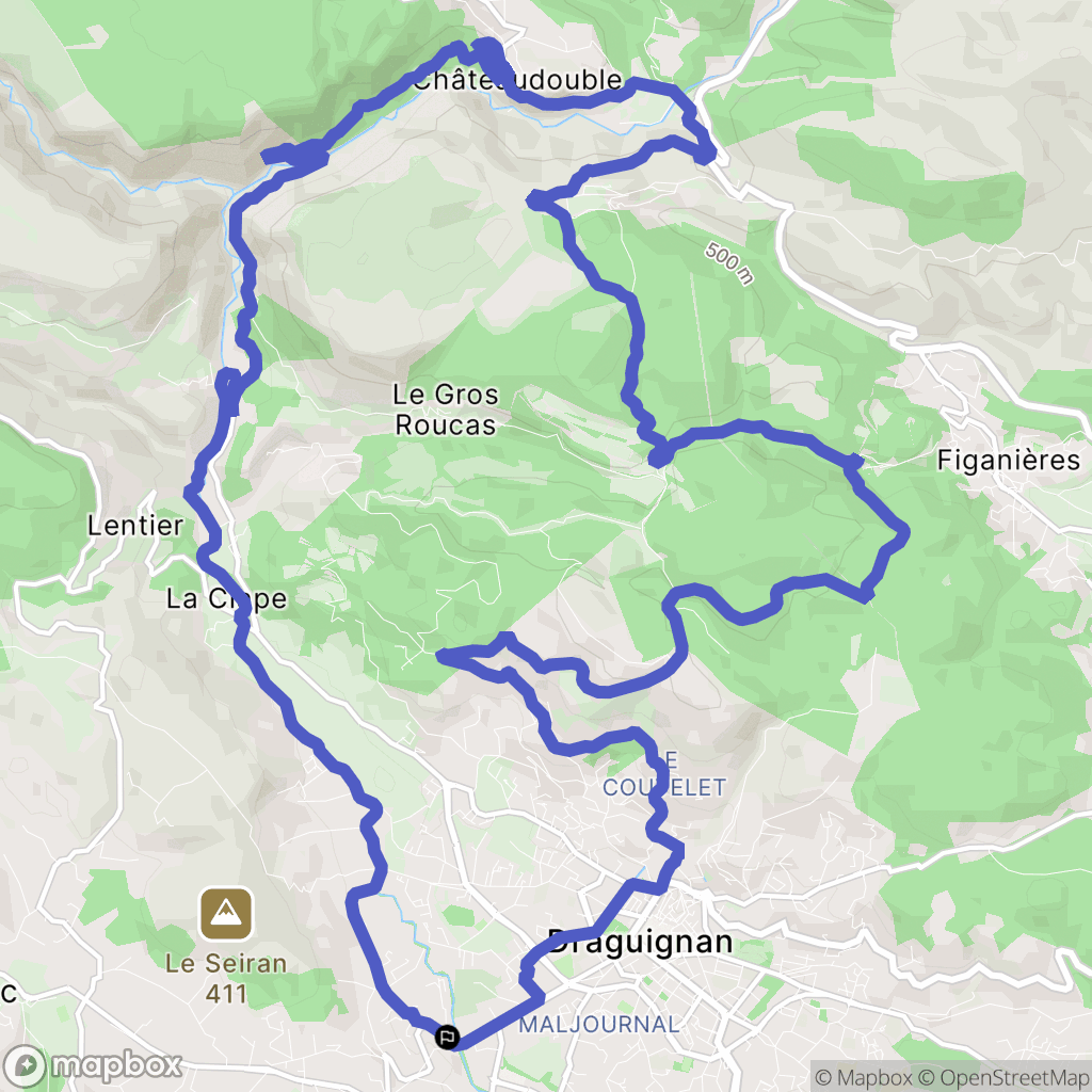 Draguignan : carte du parcours de randonnée - France
