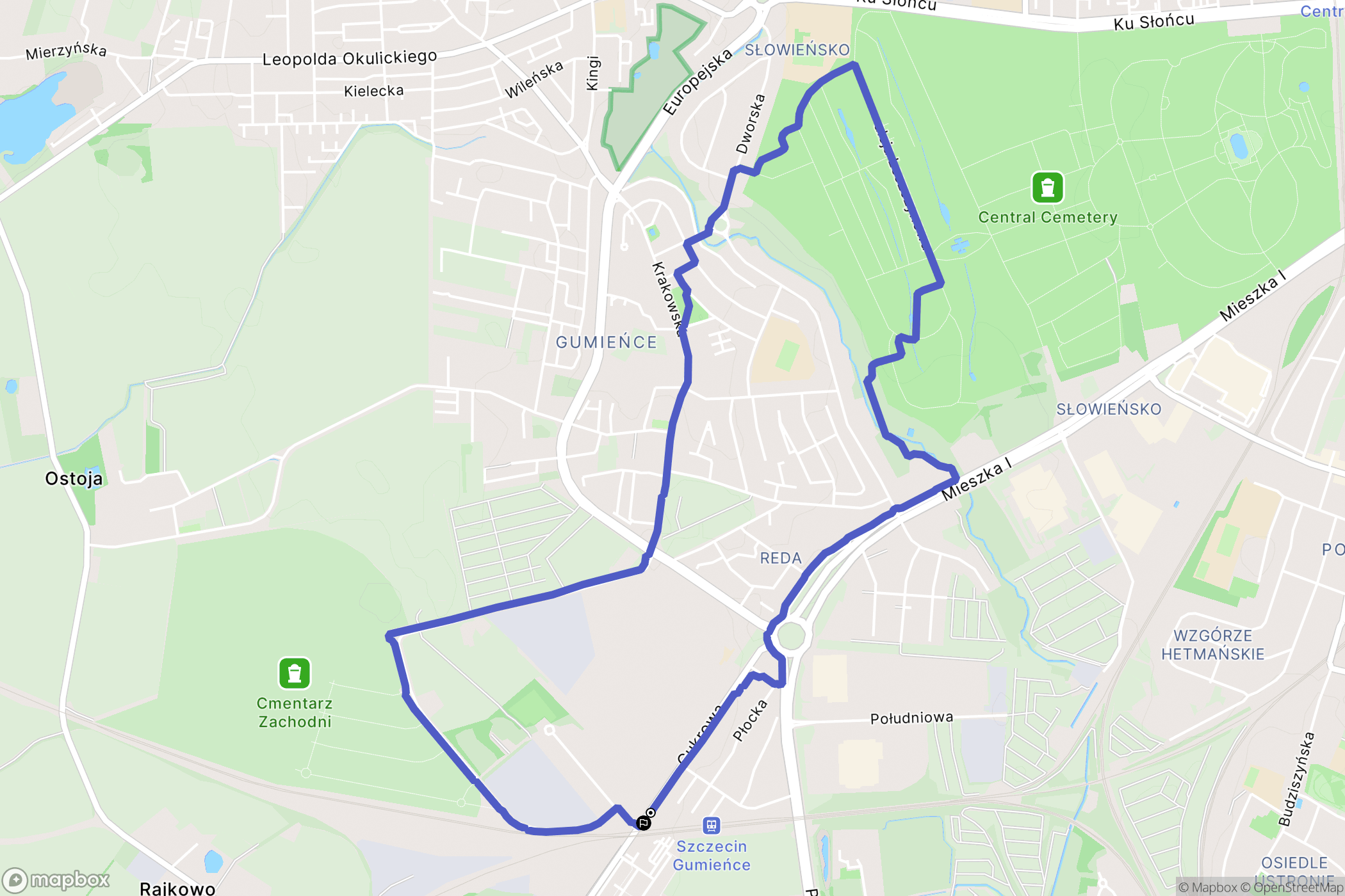 Szczecin: mapa trasy - Poland