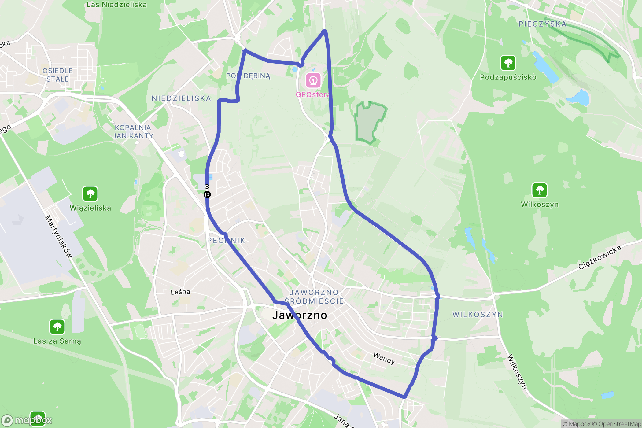 Jaworzno: mapa trasy - Poland
