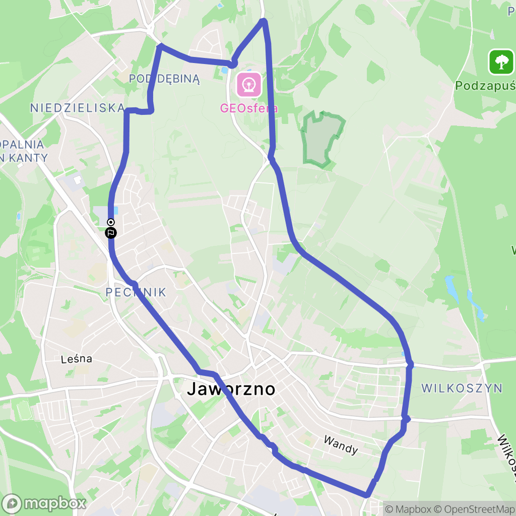Jaworzno: mapa trasy - Poland