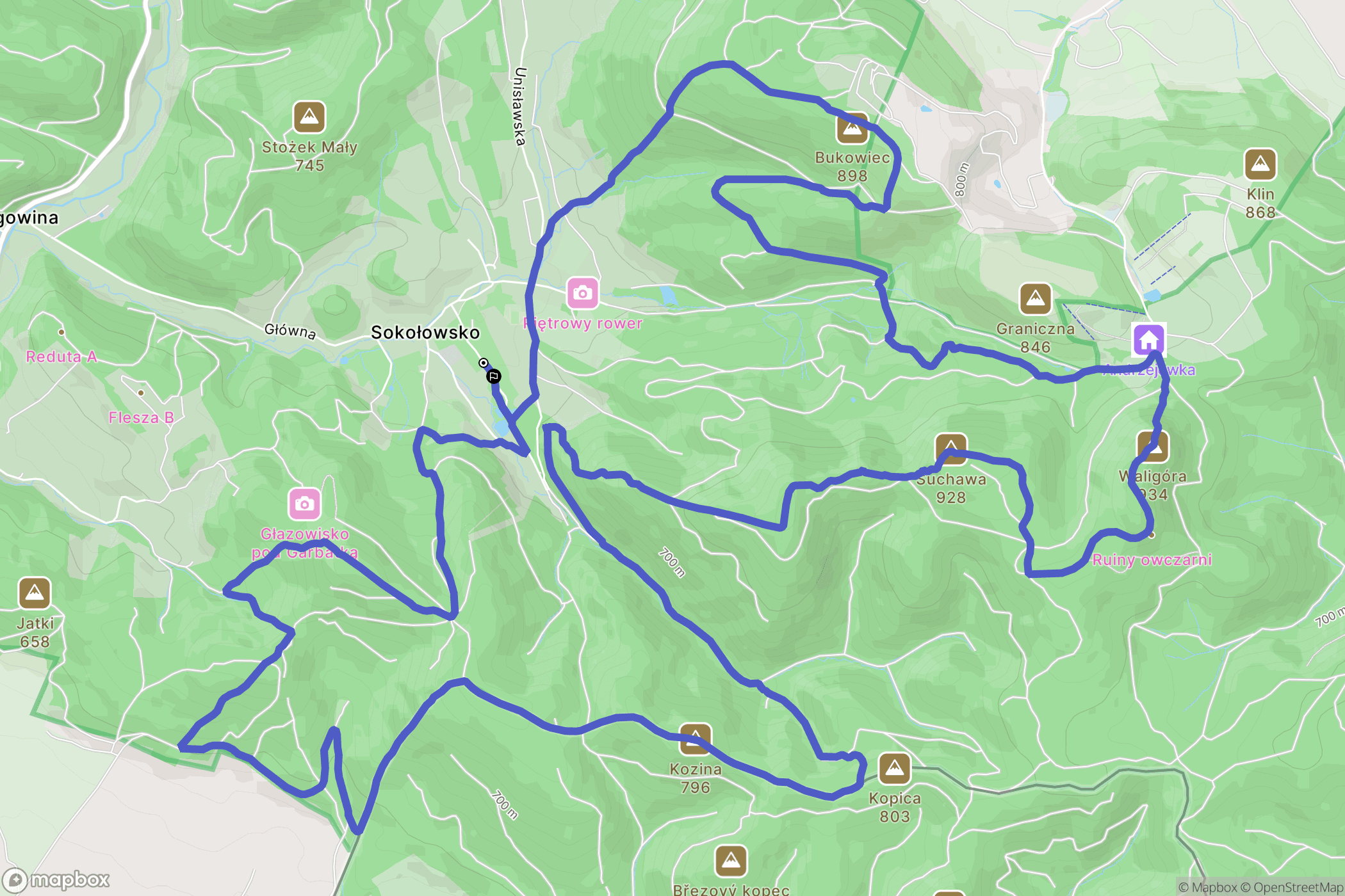 Sokołowsko: mapa trasy - Poland